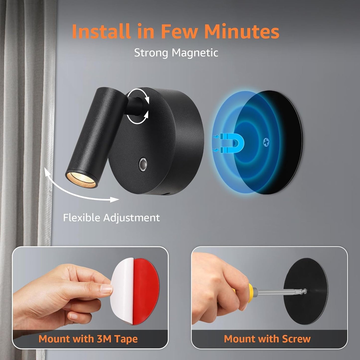 URTOM LED Wireless Spotlights Indoor with Remote Rechargeable Uplights with Timer Dimmable CRI 90+ Picture Light