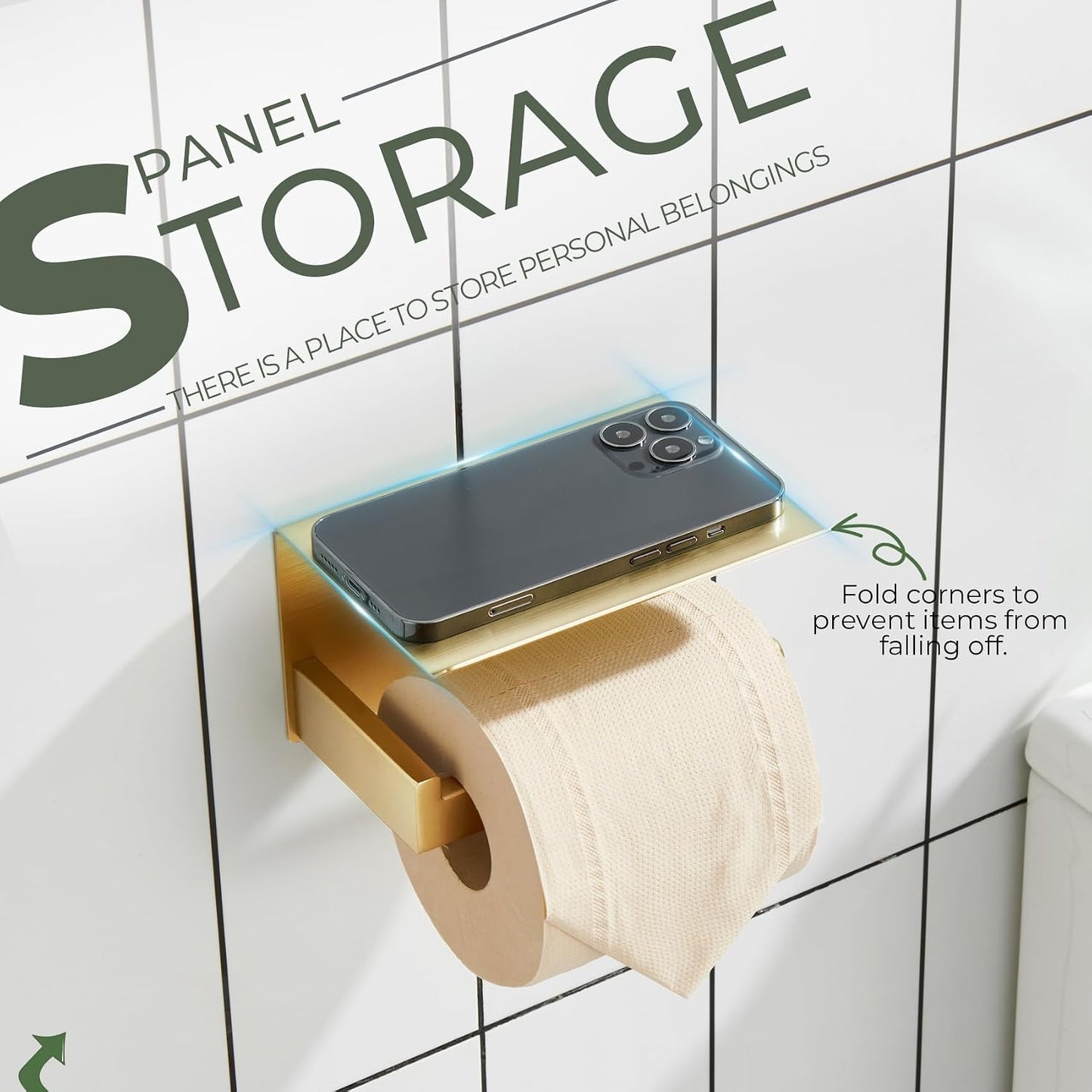 KOKOSIRI Toilet Paper Holder with Shelf Toilet Roll Holder for Bathroom Restroom T-304 Stainless Steel Wall Mounted