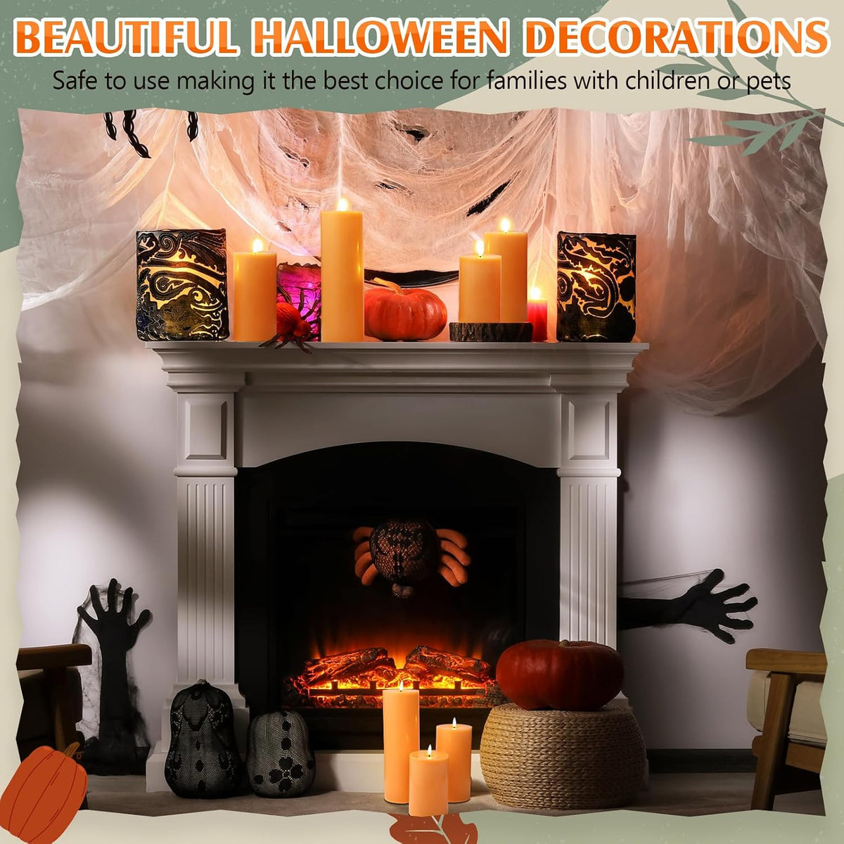 3 Pcs 6/8/12 Inches Orange Flameless LED Candles with Remote and 2/4/8h Timer Battery Operated Wax Flickering Candles