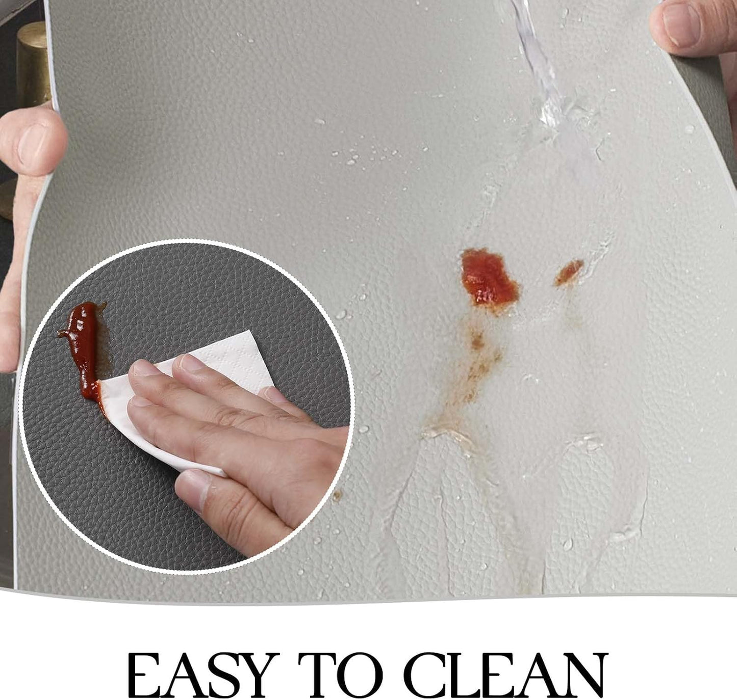 MOSAYT Vinyl Placemats Set of 8, Heat Resistant Place Mats 100% Waterproof Washable & Wipeable Faux Leather Reversible