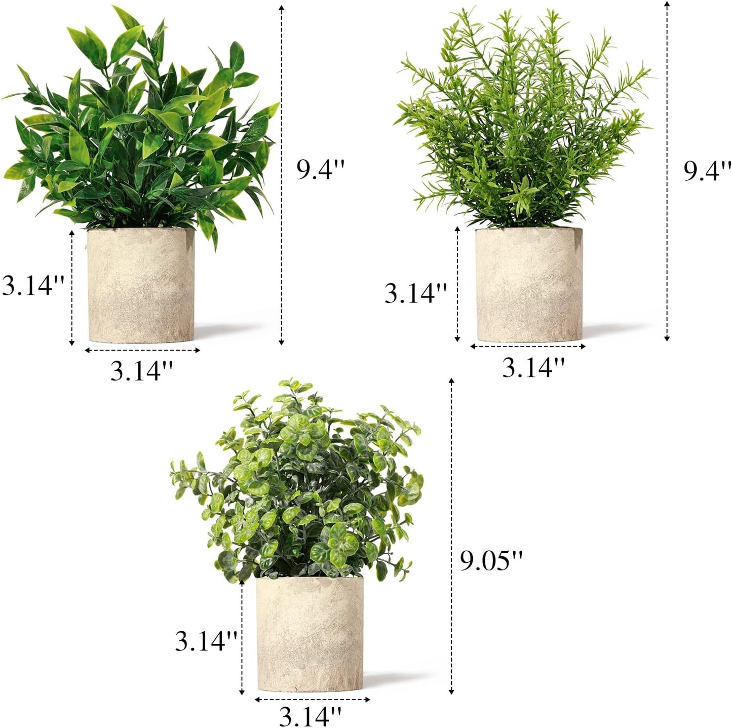 Artificial Plants Mini Fake Hanging / Eucalyptusgreen / Set of 3