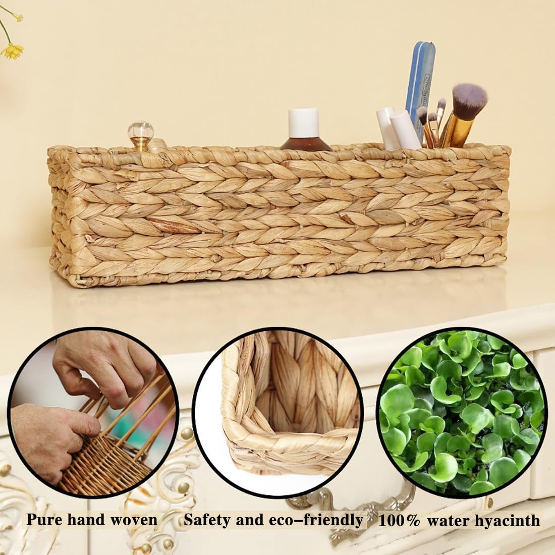 Rattan Napkin Holder / 3-Section Napkin Basket Decorative Wicker Napkin
