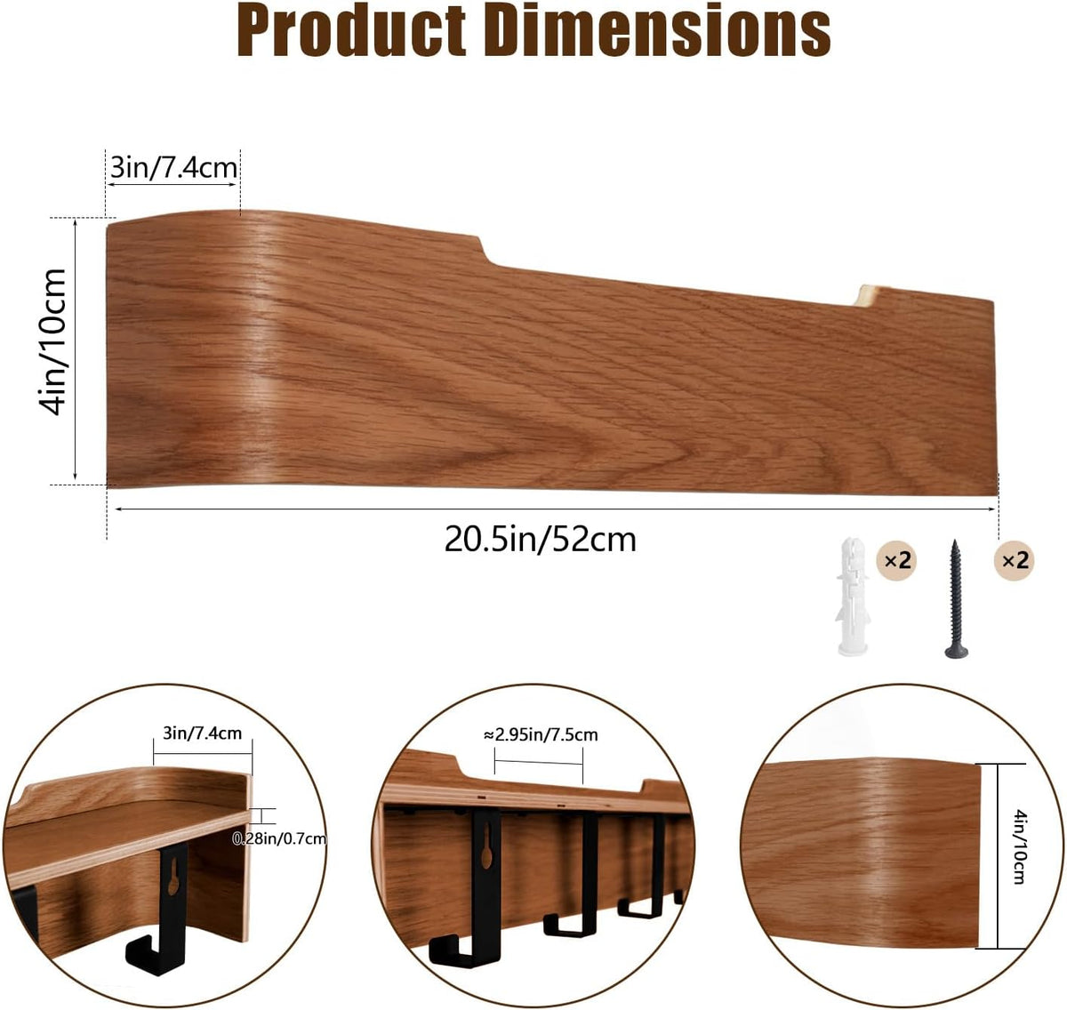 Coat Rack Wall Mount with Hidden Hooks, Wall Hooks with Shelf, Wall Key Holder Mount Wooden Shelf Entryway Hooks for