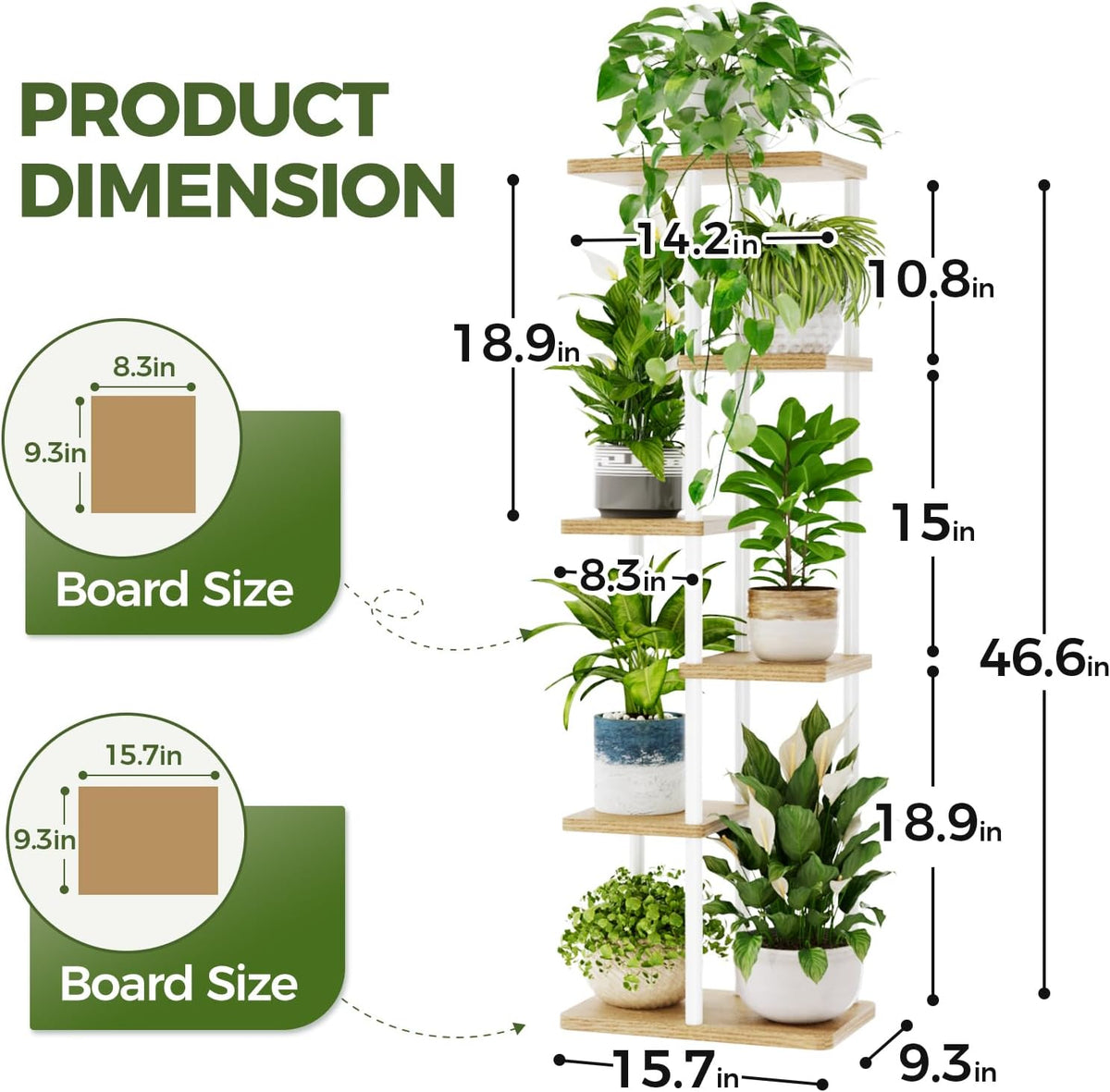 Bamworld Plant Stand 6 Tier Tall Shelf for Multiple Plants White | Tiered indoor shelf adds vertical display space to