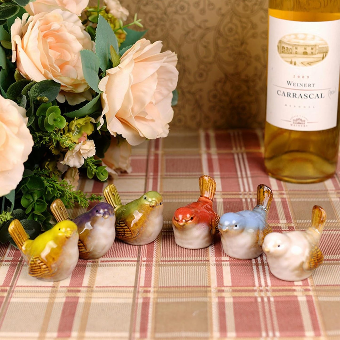 Ceramic Bird Figurines / 2.2 Inch / Set of 6