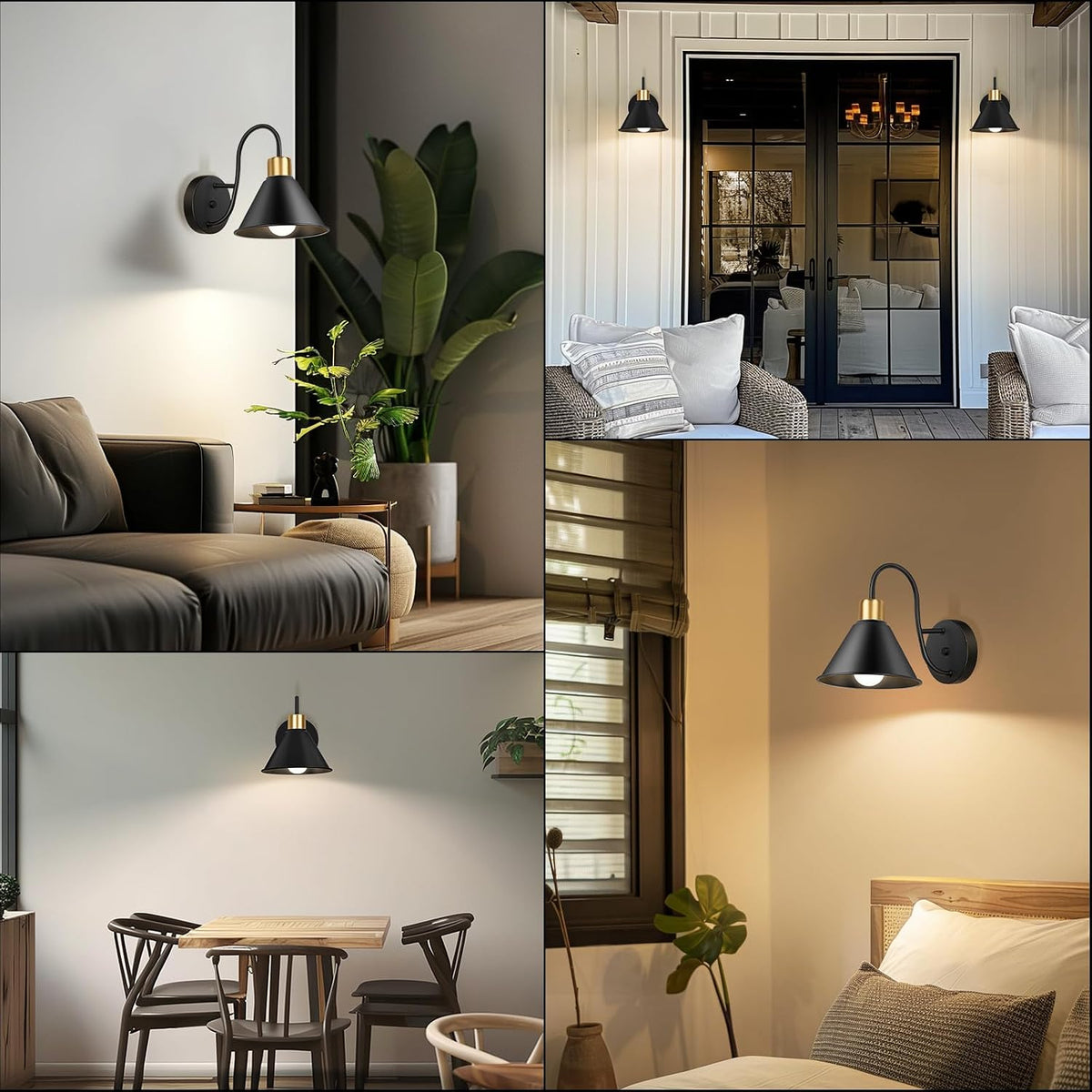 Frideko Rechargeable Battery Operated Wall Sconces Set of Two with Remote, RGB 15 Colors Dimmable Black Wall Light