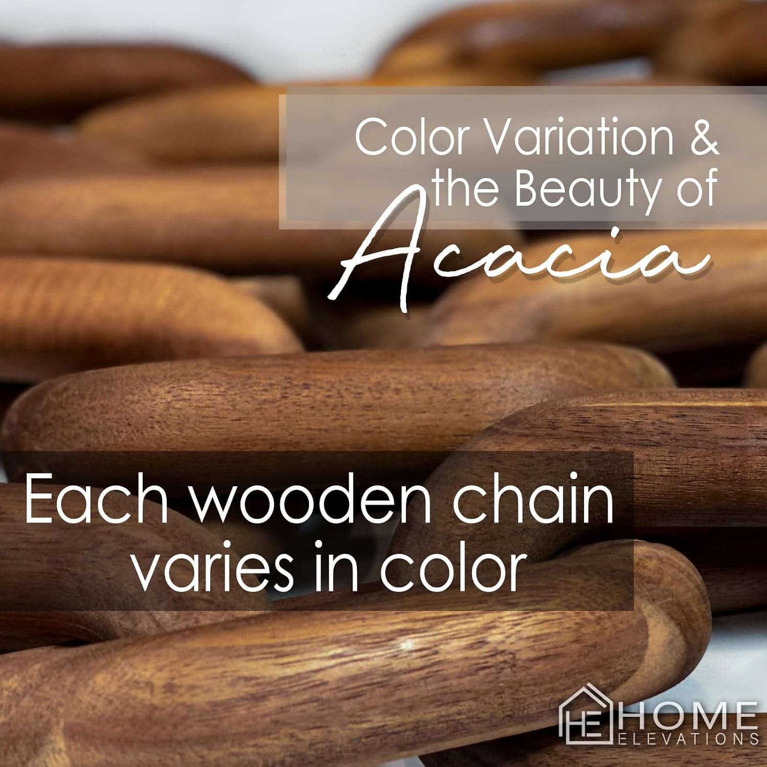 Book Shelves / Acacia Wood Chain Link Decor / Brown
