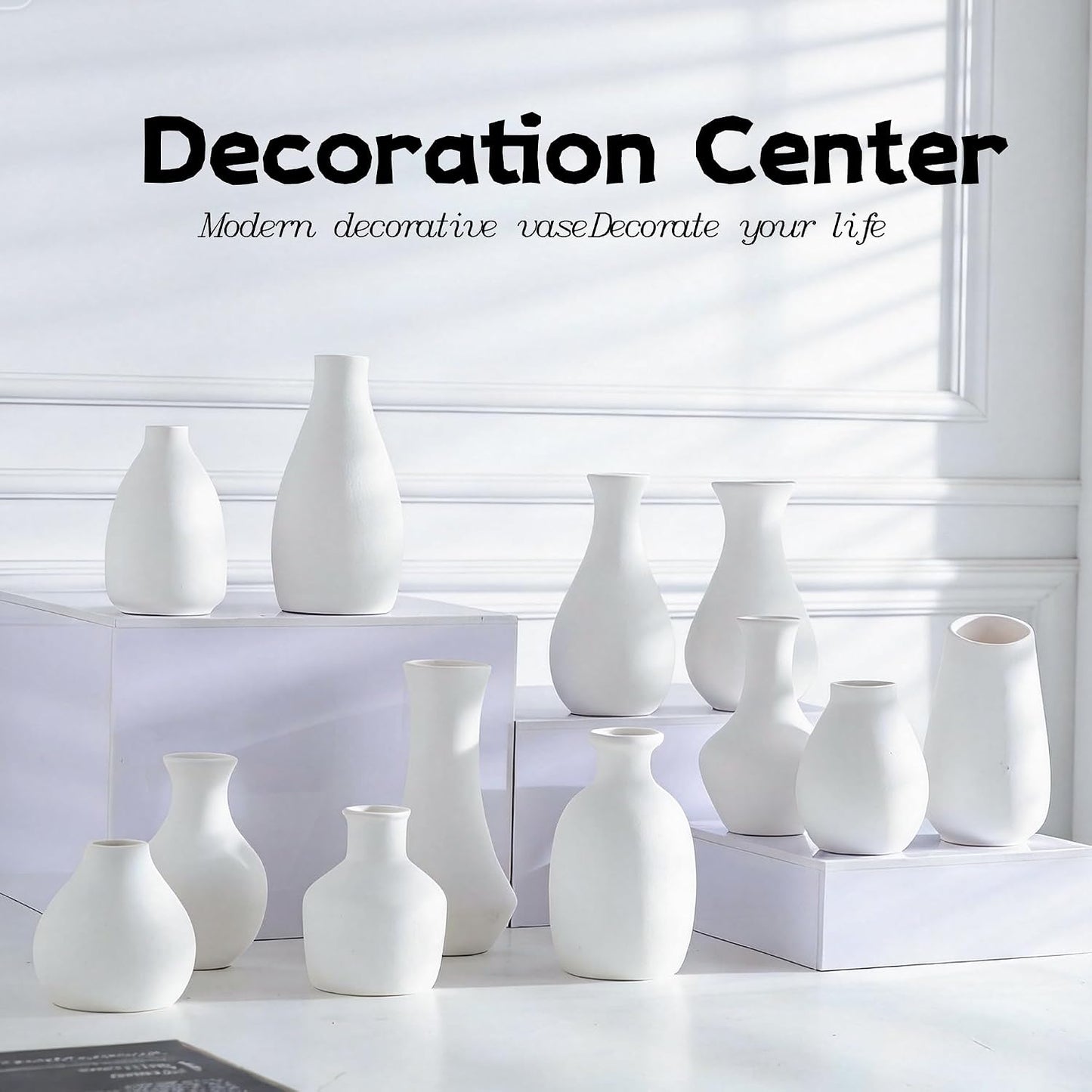 Small Ceramic Vase in Bulk / White Bud Vases / Set of 12