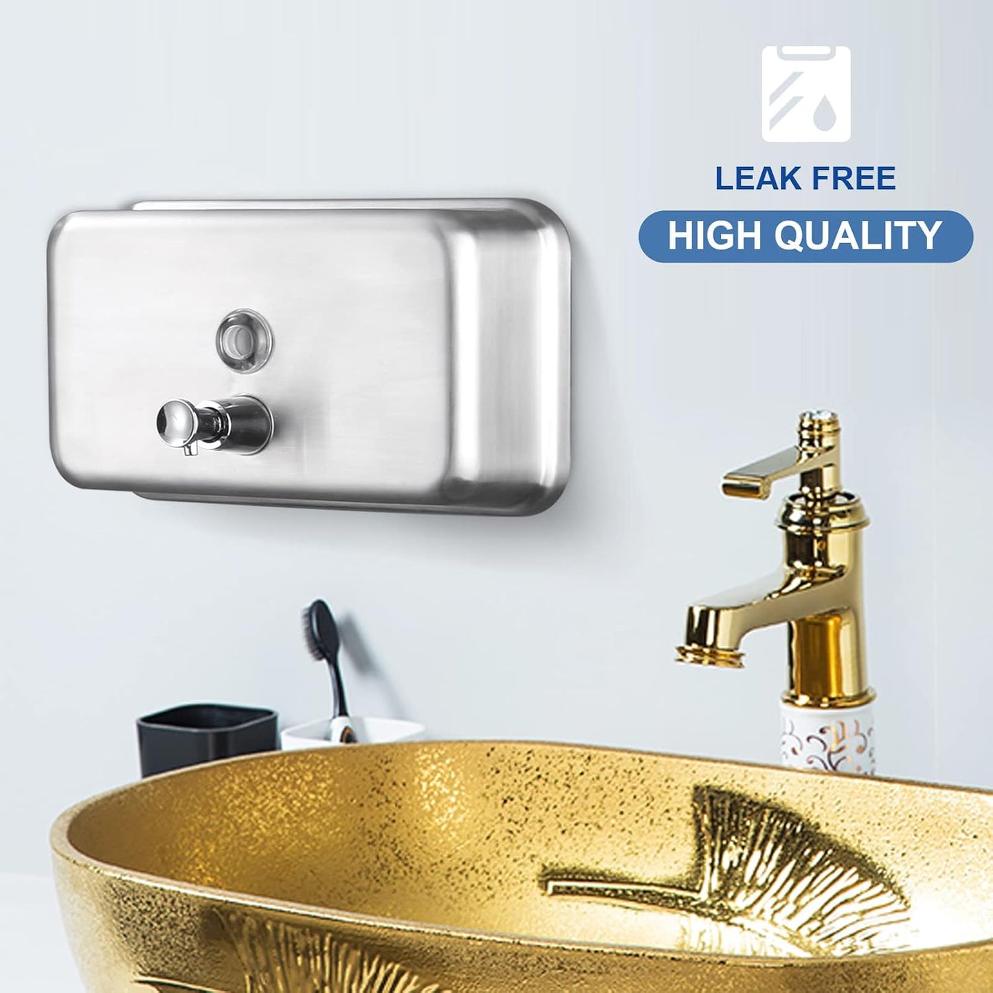 Commercial Soap Dispenser Wall Mount Stainless Steel, Horizontal | Rust-Proof Lining and Anti-Leak Pump Liquid Hand