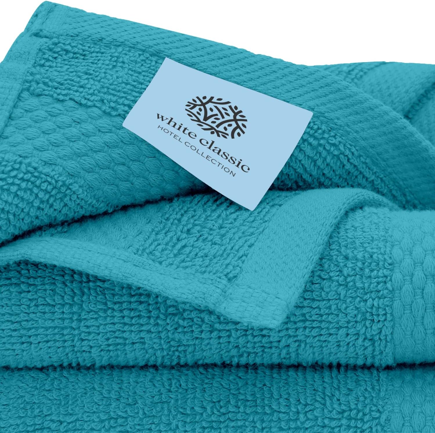 White Classic Luxury Bath Towel Set of 8 Pieces - 100% Turkish Cotton Highly Absorbent Towels for Bathroom, 2 Luxury