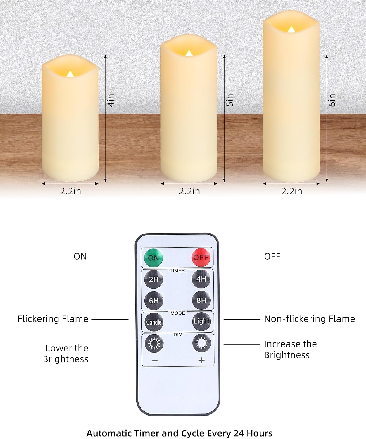 Waterproof Flameless Candles, 12 PC Battery Operated LED Pillar Candles with 2 Remote Controls & Timer, Flickering