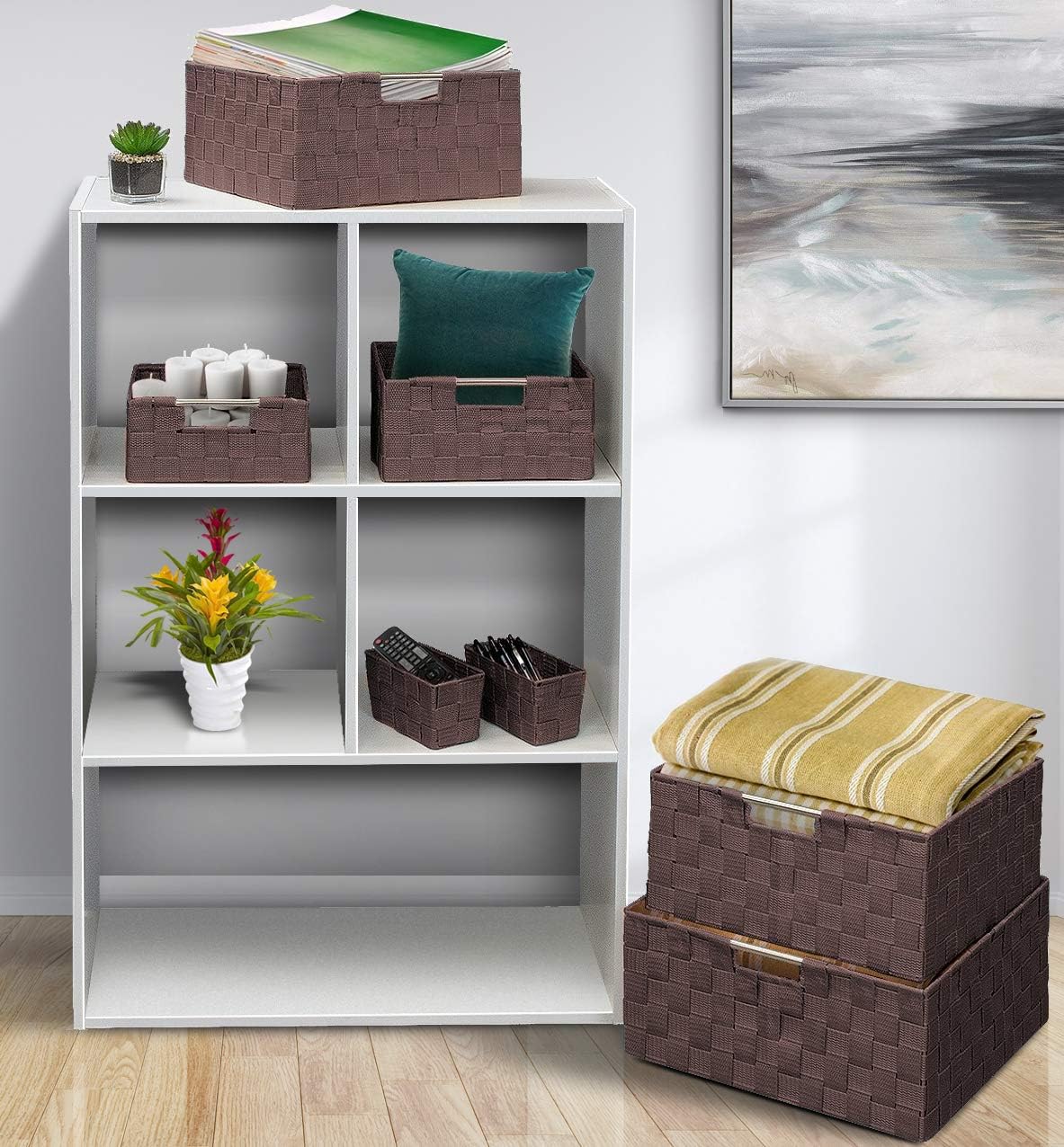 Linen Closet Organizers and Storage / 7 Piece - Chocolate / Set of 7