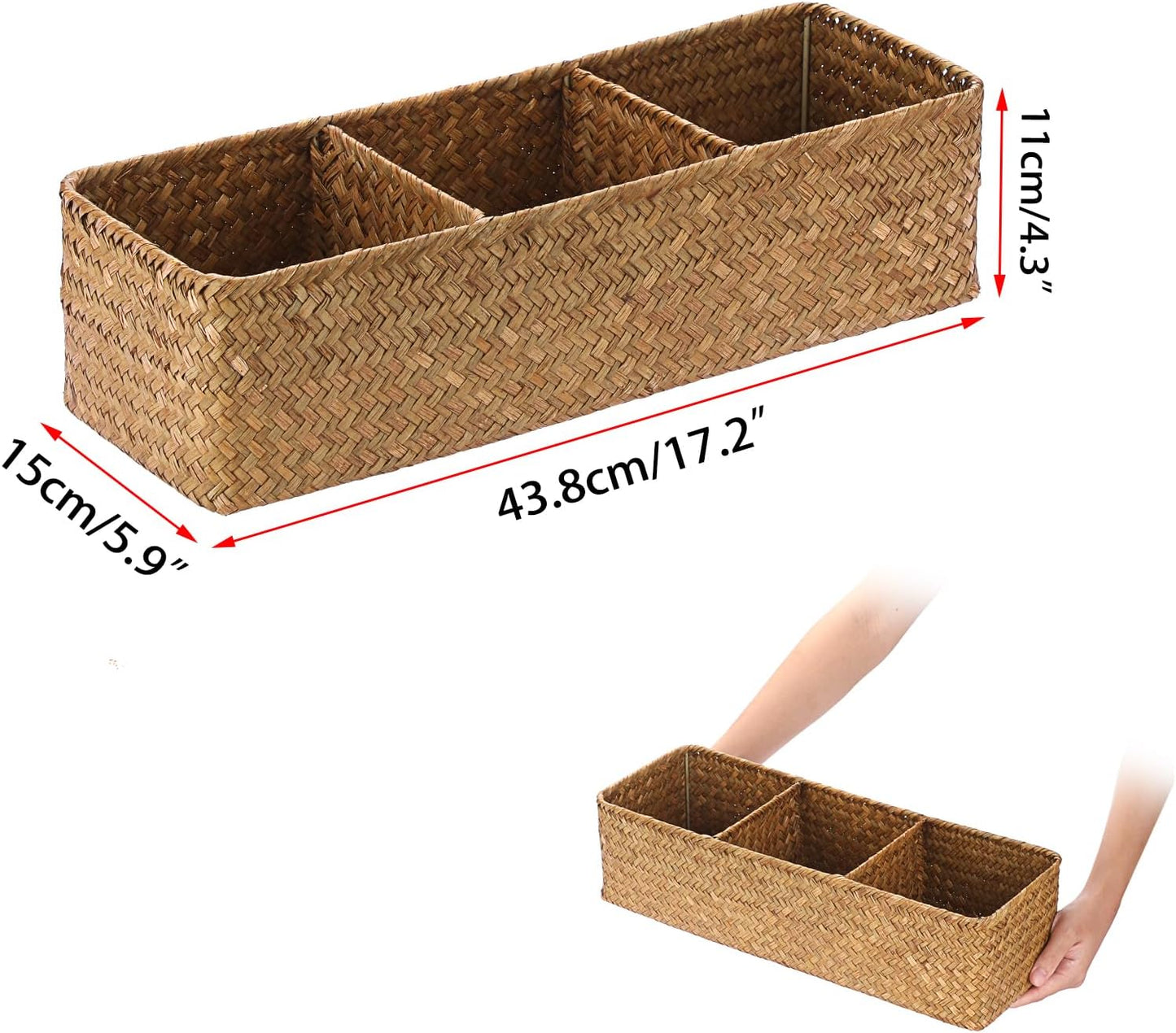 Seagrass Shelf Basket / Caramel / 5.9 x 4.3 / 17.2L x H