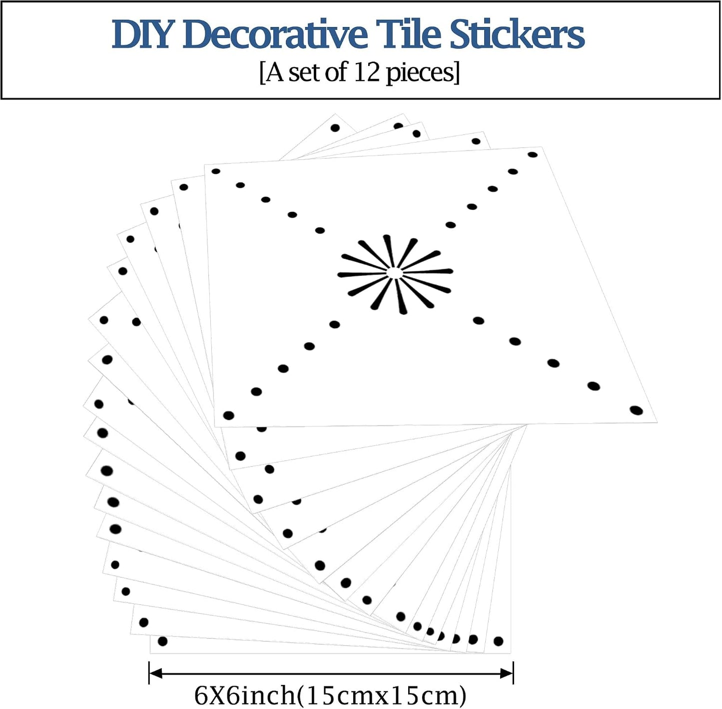 Peel & Stick Wall Tile Stickers Backsplash Self Adhesive / Black / 6 x 6 / Set of 12