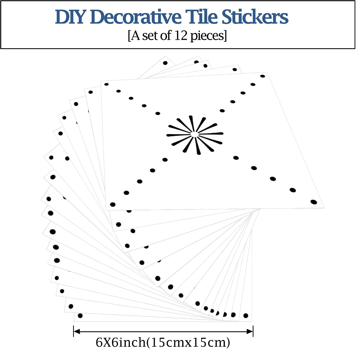 Peel & Stick Wall Tile Stickers Backsplash Self Adhesive / Black / 6 x 6 / Set of 12