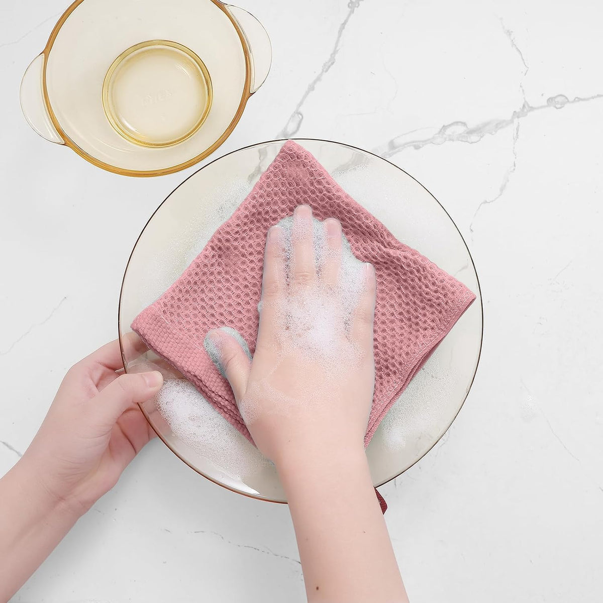 Homaxy 100% Cotton Waffle Weave Kitchen Dish Cloths 24-Pack, Dried Rose | 12 x 12 Inches, Ultra Soft Absorbent Dish