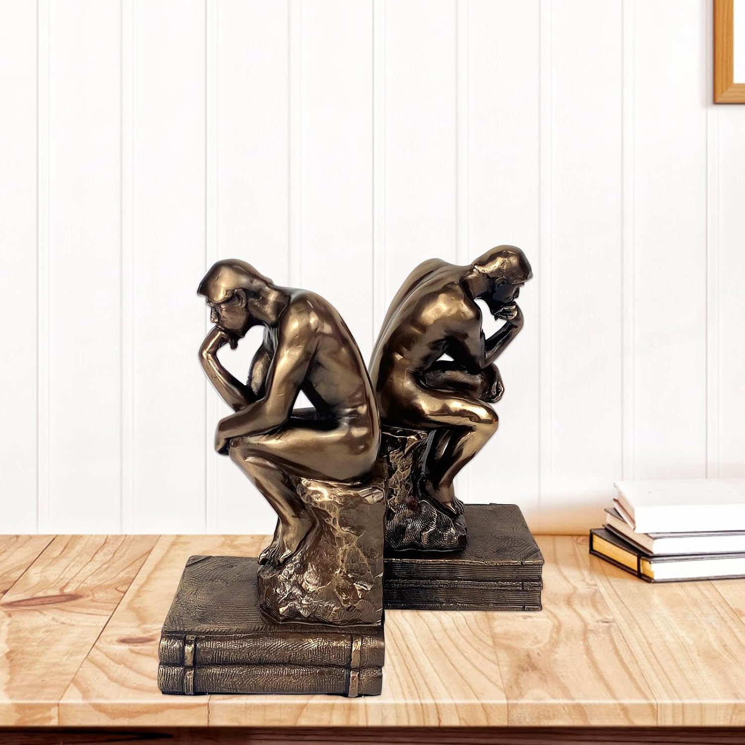 Cool Bookends Decorative Unique Book Ends Book Stopper The Thinker Statue / Gold / Set of 2