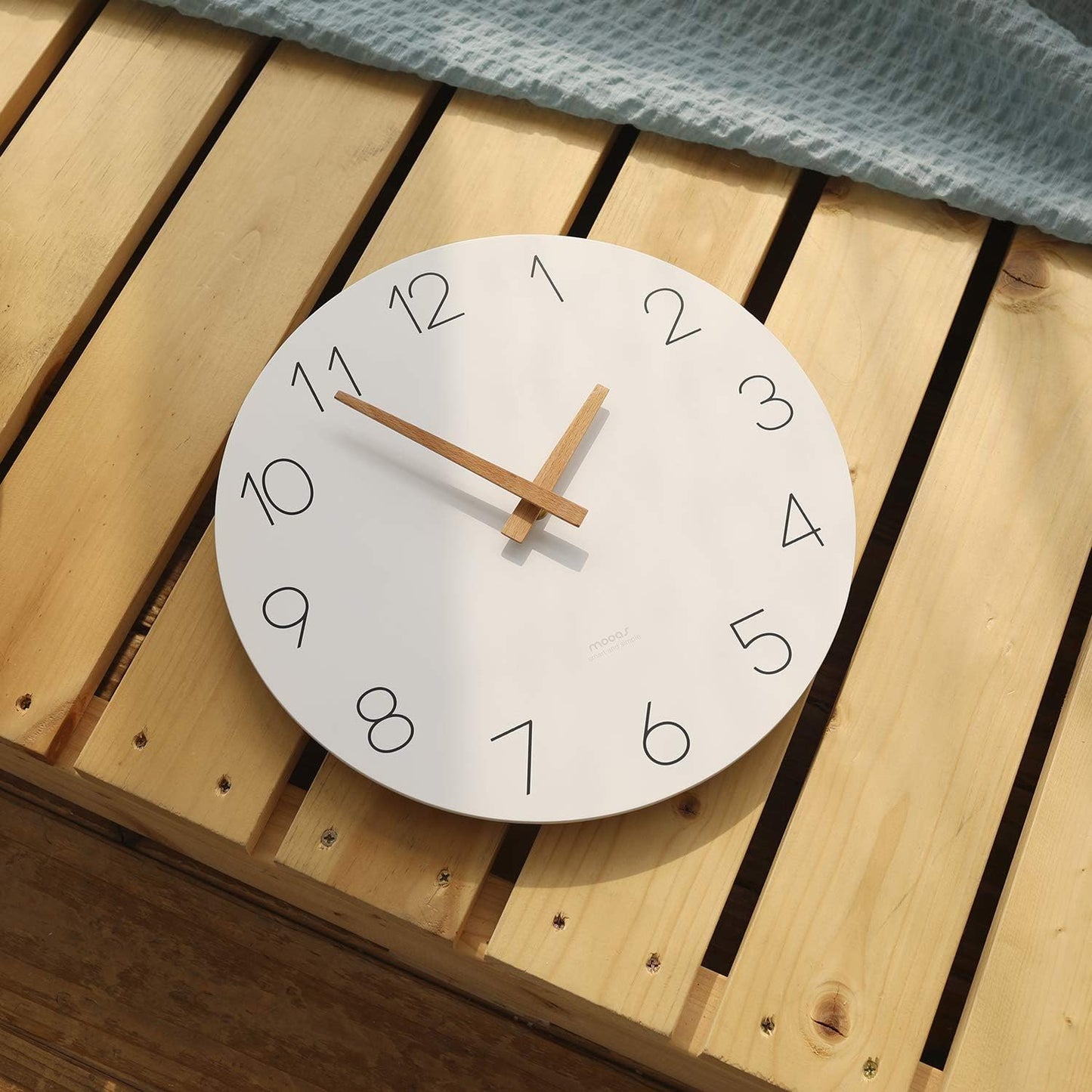 mooas Flatwood Wall Clock, 12" Analog Wall Clock, Silent Non-Ticking | Modern Wall Clocks Battery Operated for Office