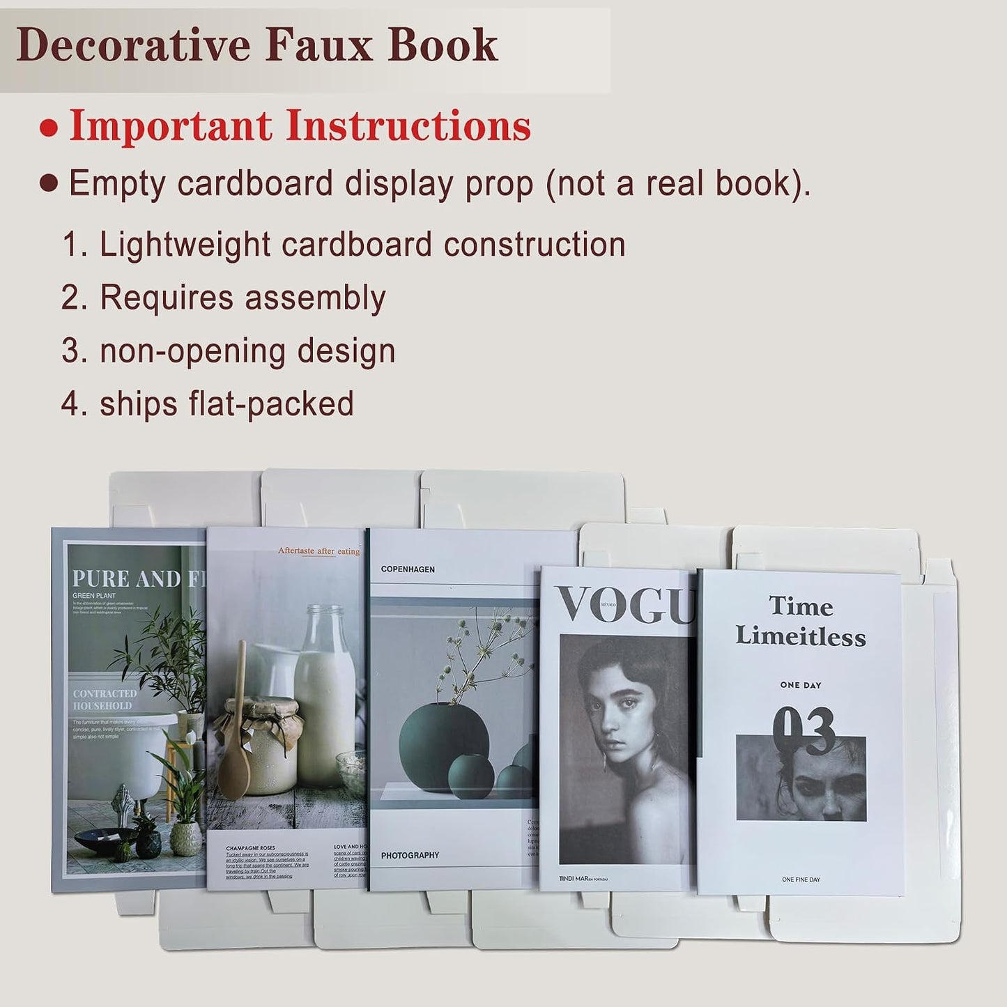 Decorative Faux Books Set / White&green-large&medium / Set of 5