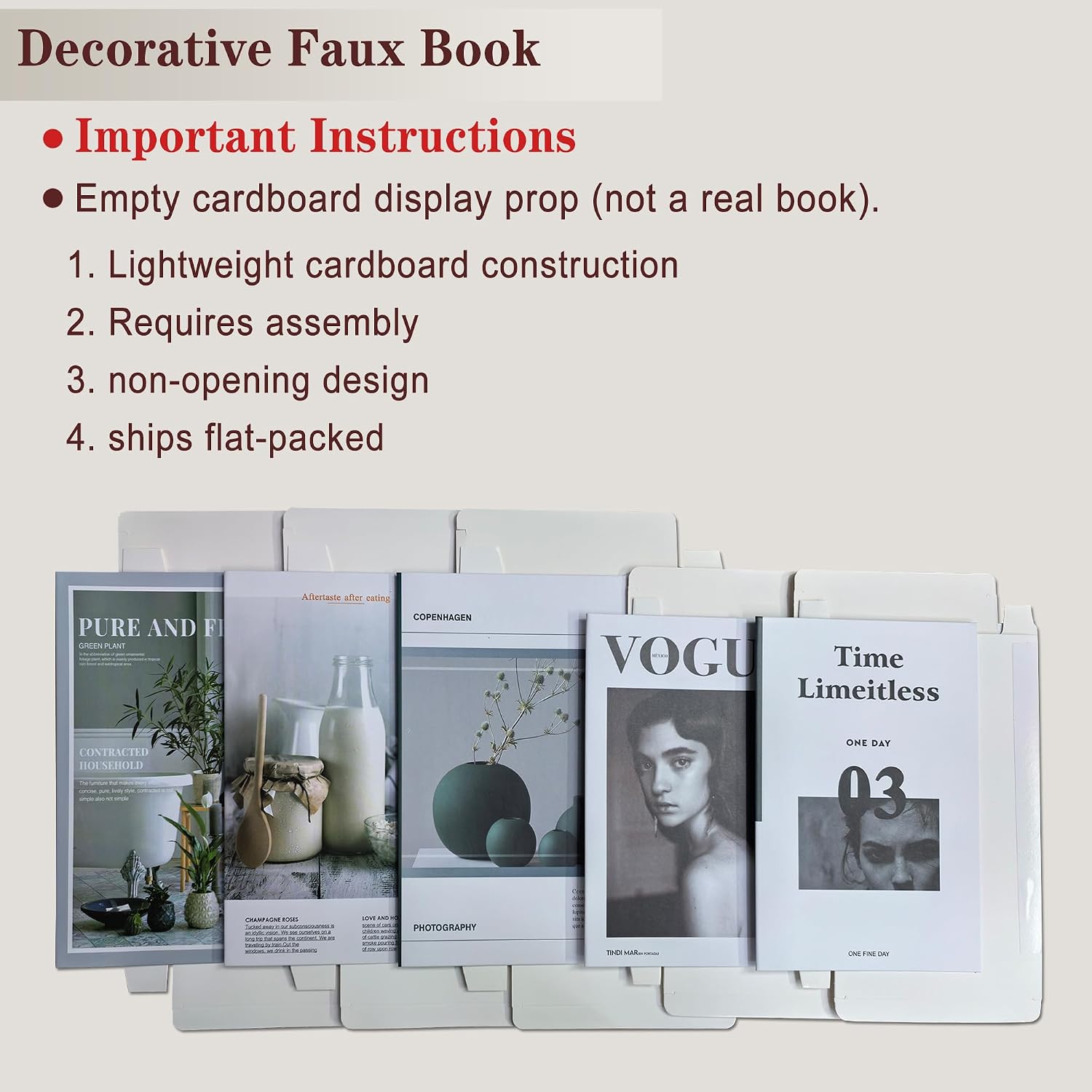 Decorative Faux Books Set / White&green-large&medium / Set of 5
