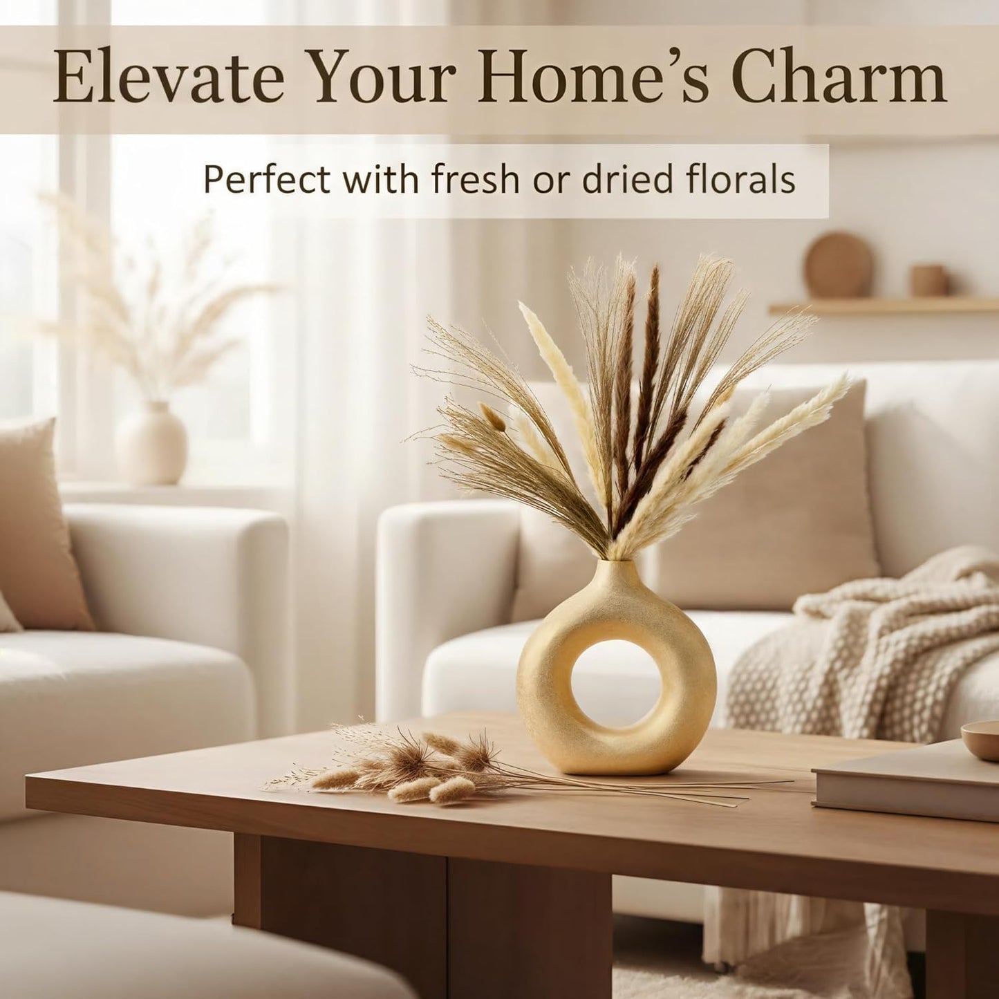 Modern Vase / Modern Donut-Shaped Decorative Vases / Gold / Small