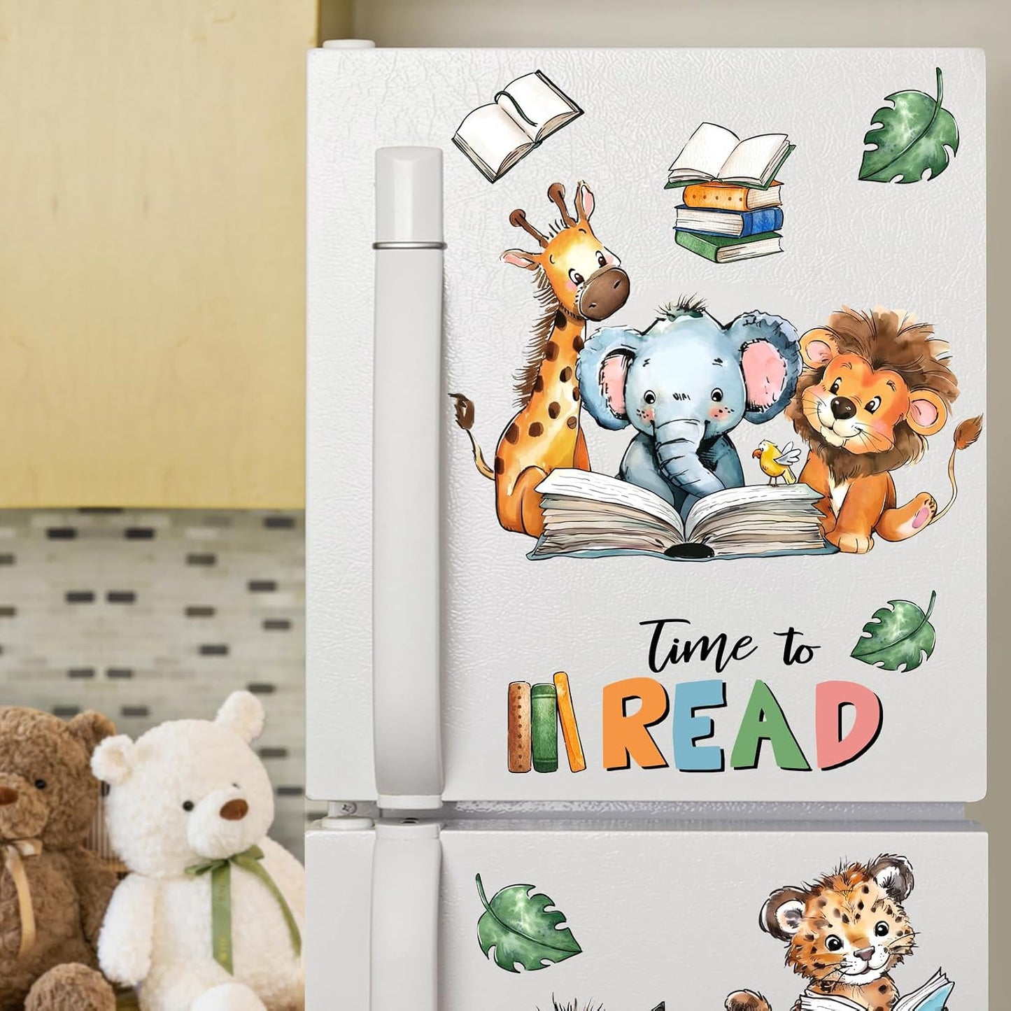 Time to Read Animal Book Wall Decals Stickers / Reading Animals