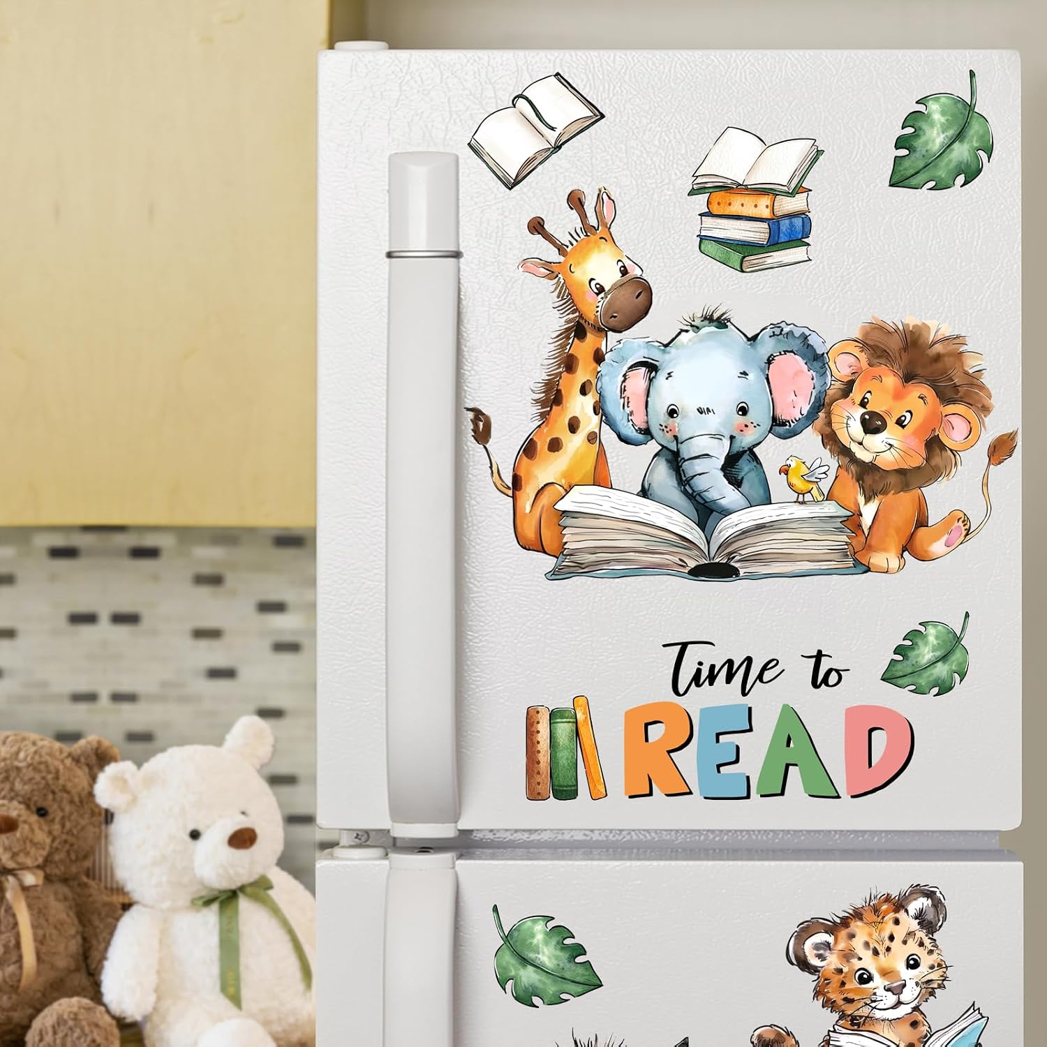 Time to Read Animal Book Wall Decals Stickers / Reading Animals