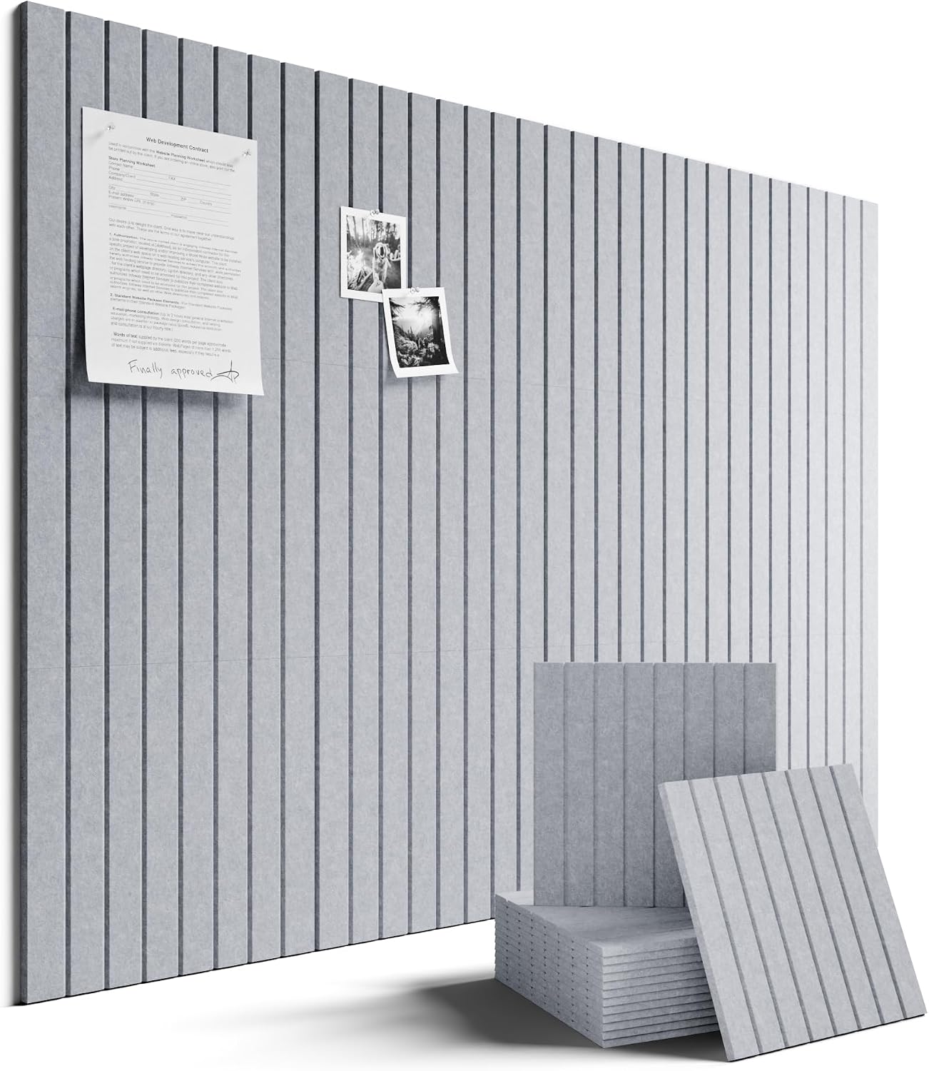 Fluxynara 48" x 36" Large Felt Bulletin Board, Soft Gray