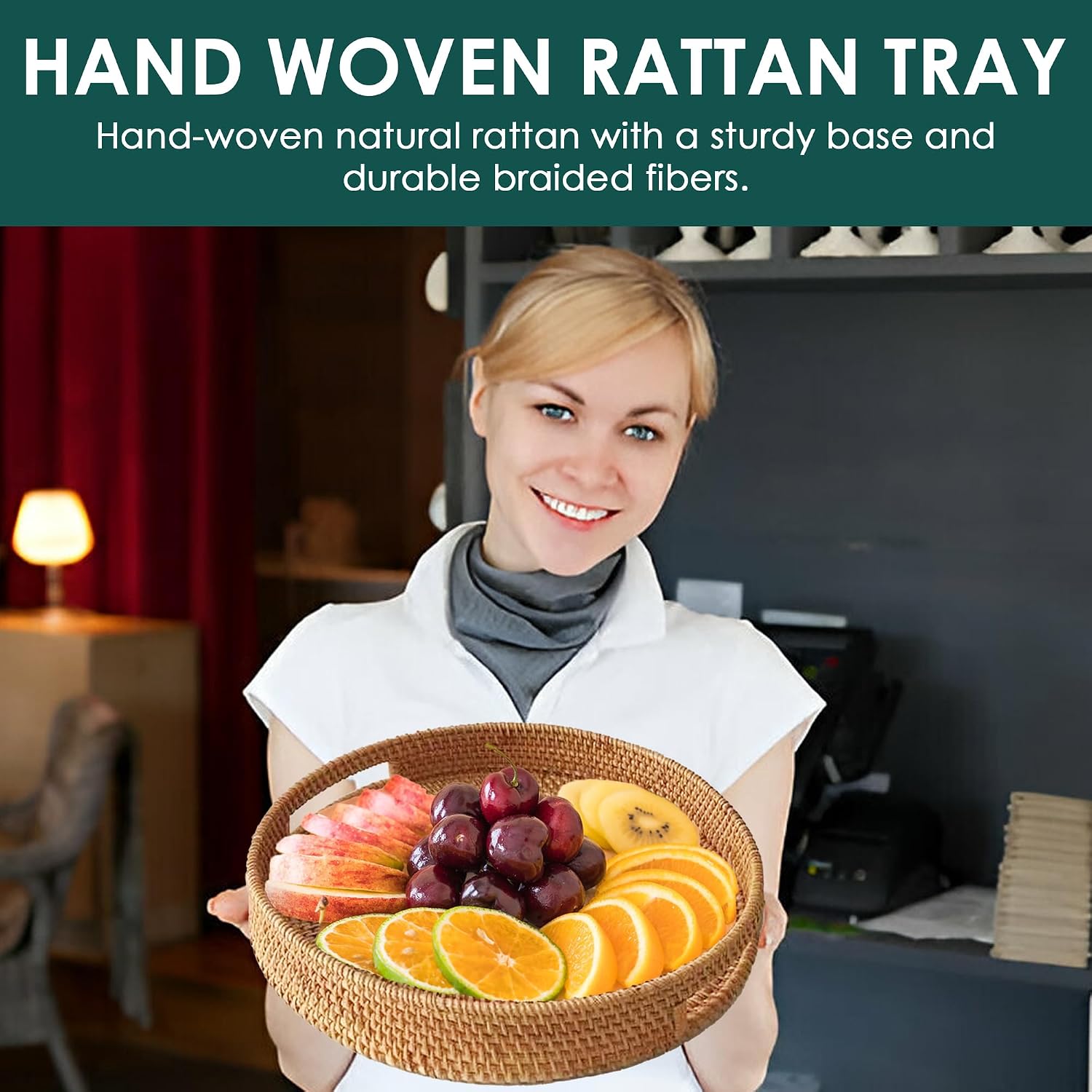 Rattan Tray / Elegant & Durable Serving & Decorative Tray