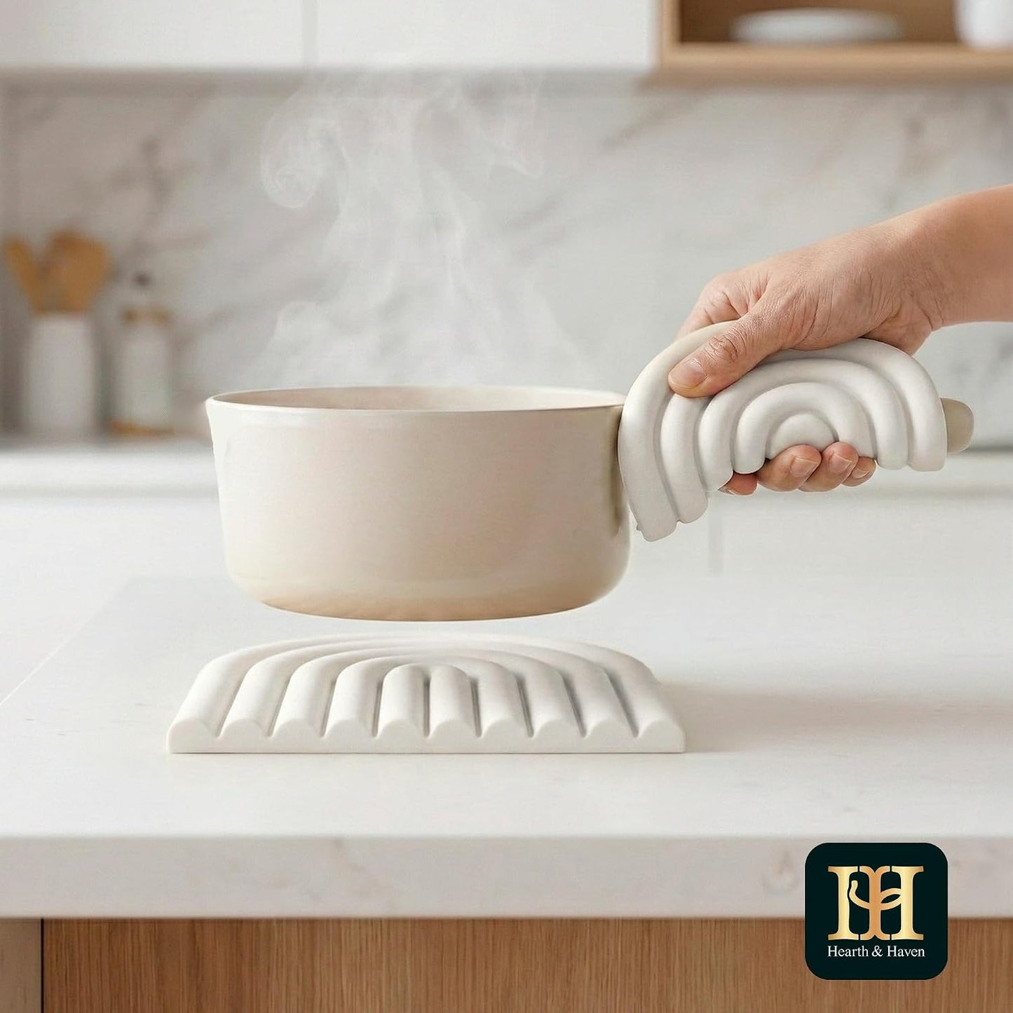 Non-Slip Pot Holders / Creamy White