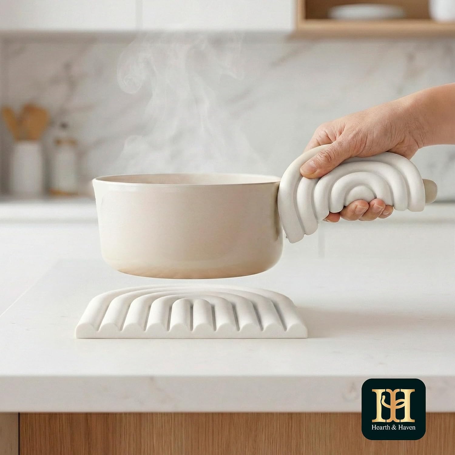 Non-Slip Pot Holders / Creamy White