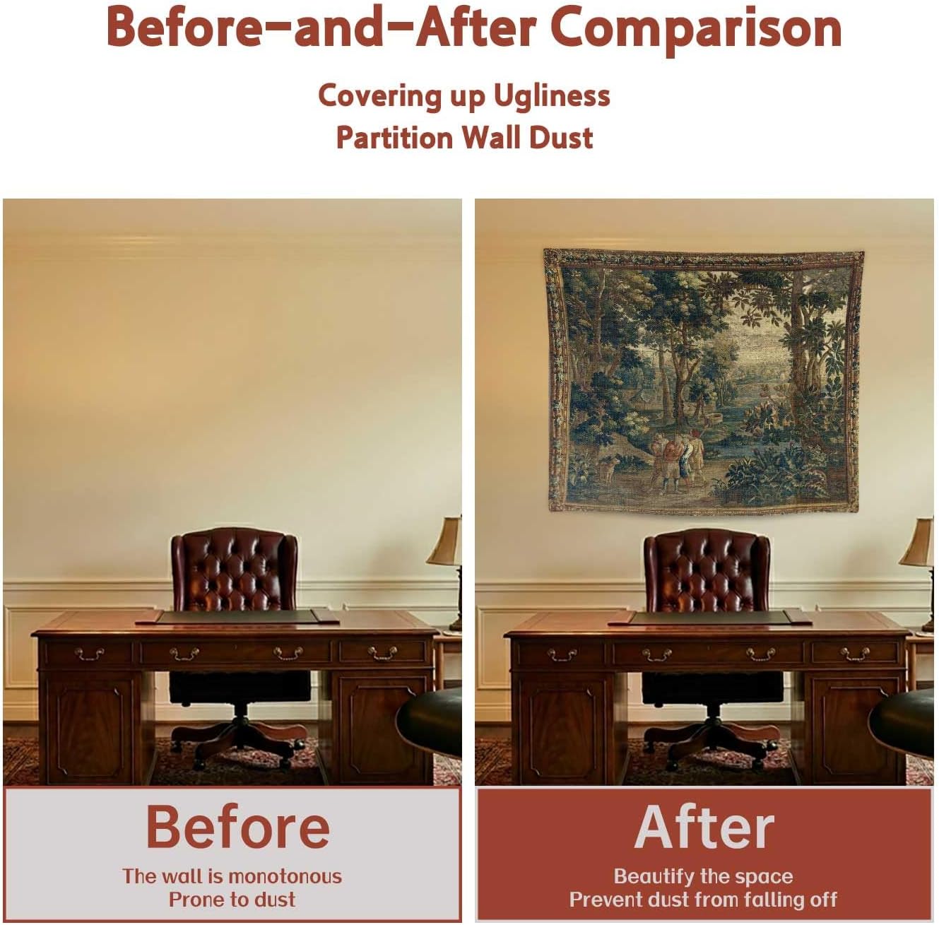 Vintage Landscape Tapestry / 56 x 51
