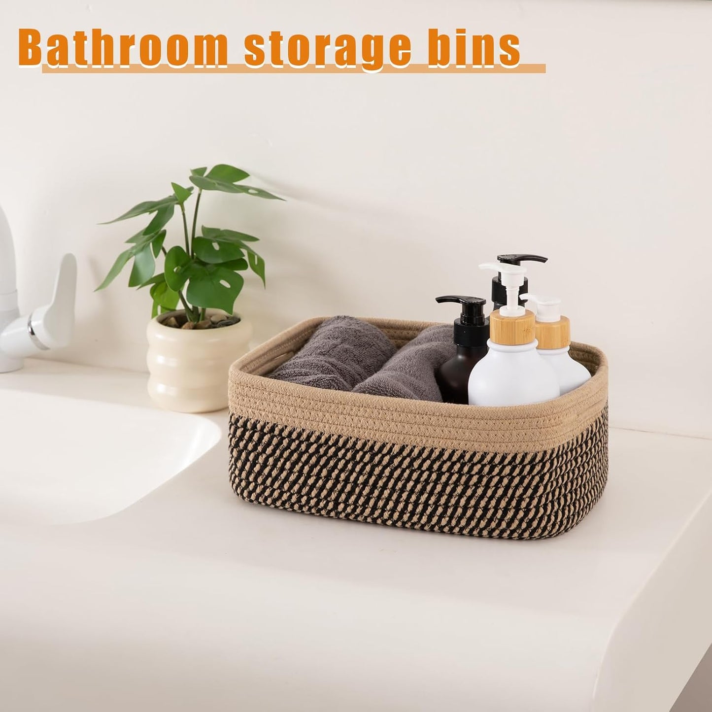 Small Bins / Organizer Baskets / Black/yellow / 11.8"*7.8"*4.7 / Set of 4