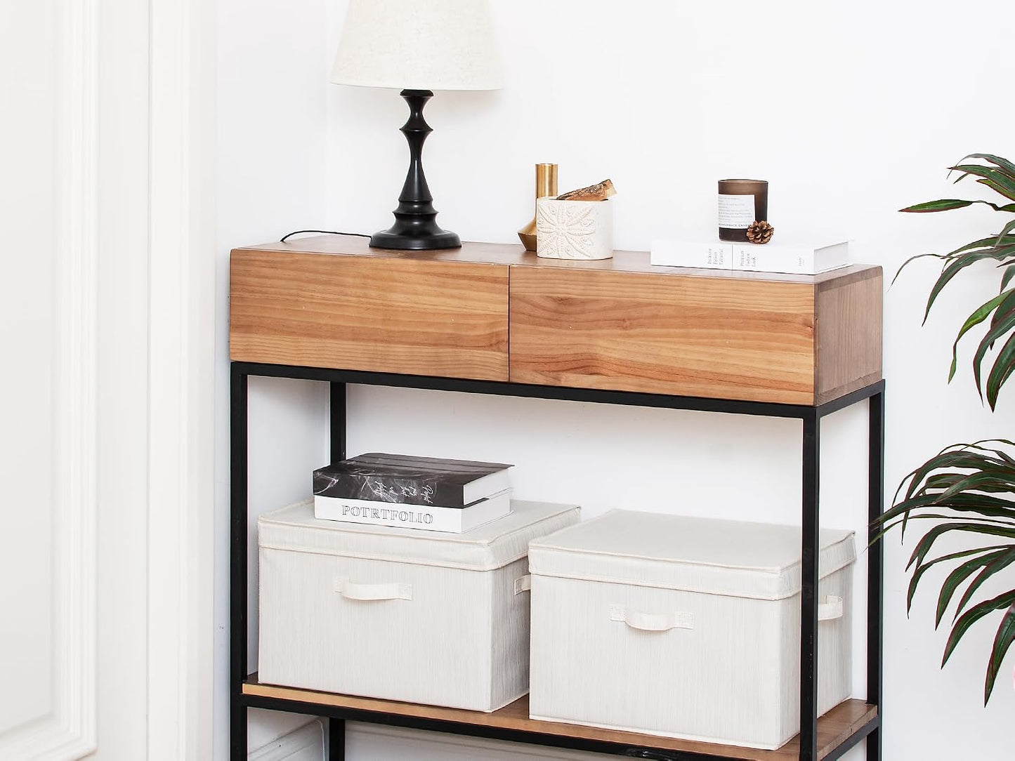 Closet Storage Bin / Beige, White & Ivory / Jumbo