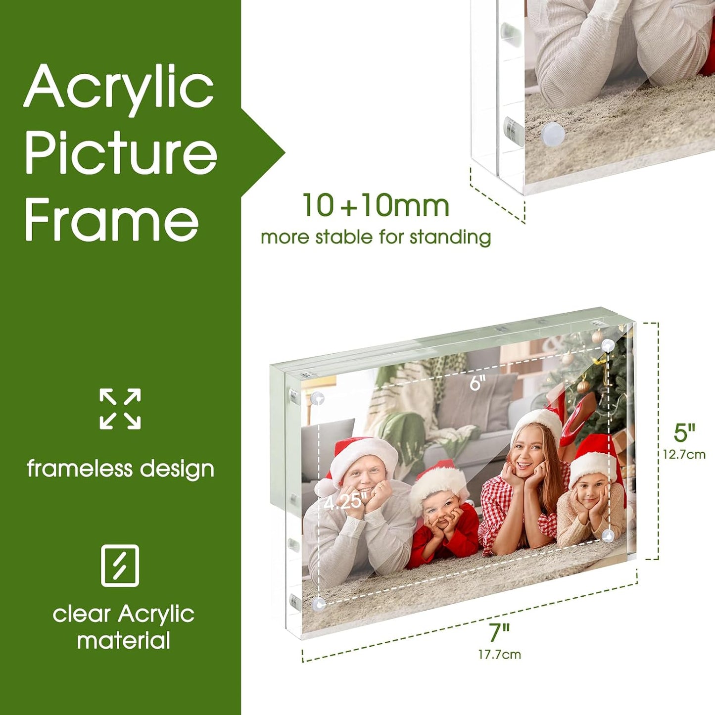 SYNTRIFIC Acrylic Frame 5x7, 5 x 7 Acrylic Picture Frame 6 PACK Clear Double Sided Magnetic Picture Frame, Free