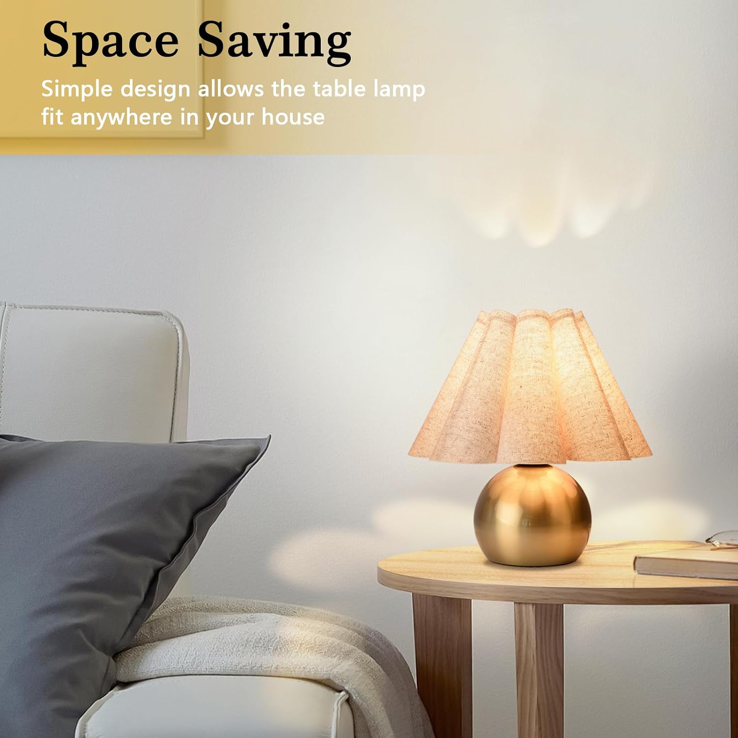 Gold Small Bedside Table Lamp for Bedroom, Brass Gold Bedroom Lamps for Nightstand, Cute Mini Table Lamps for Small