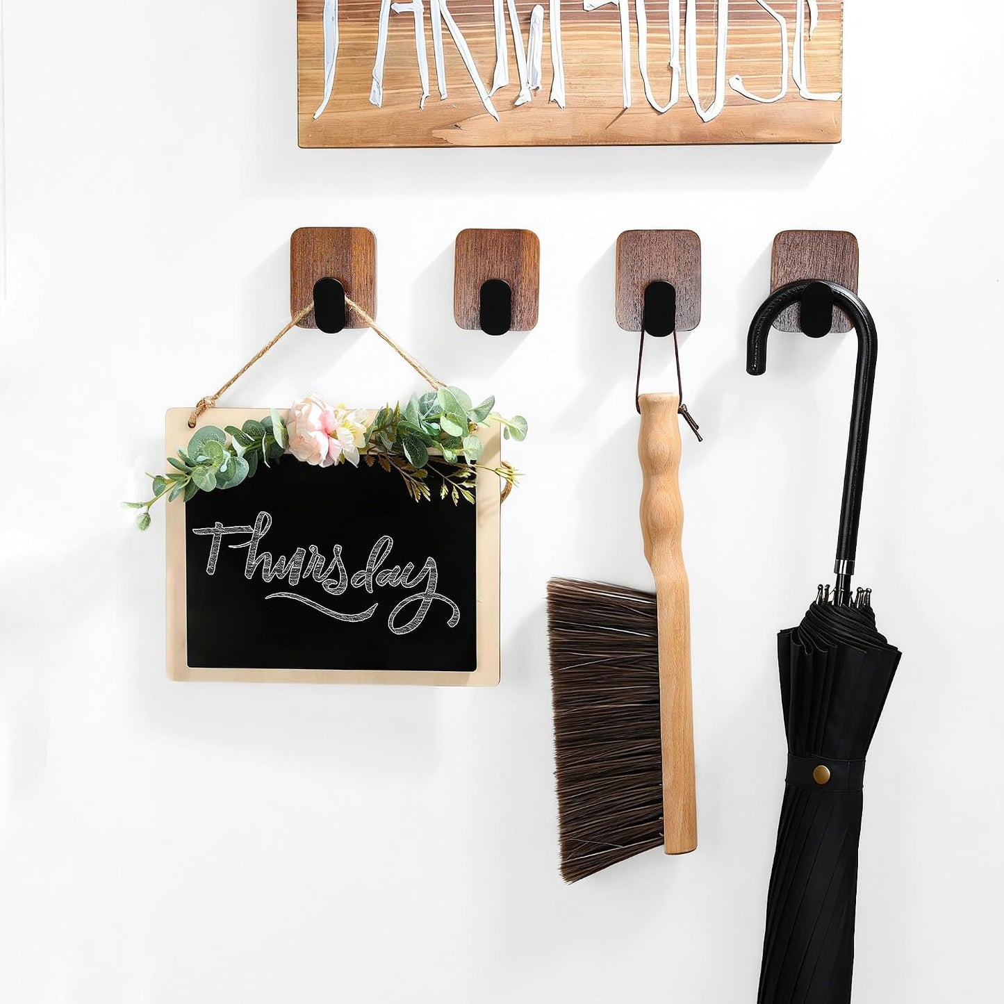 Wooden Wall Hooks / Wood / Set of 4