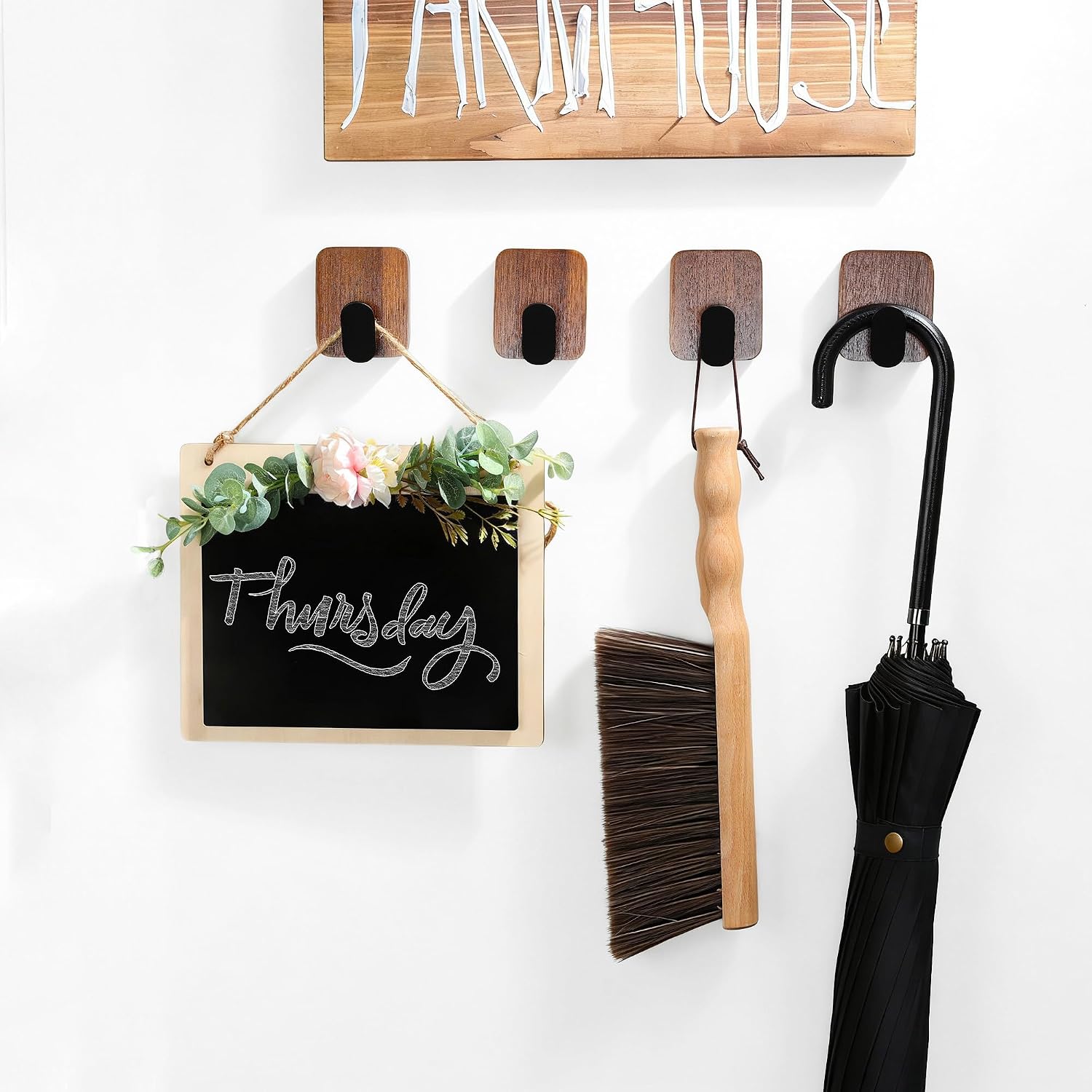 Wooden Wall Hooks / Wood / Set of 4