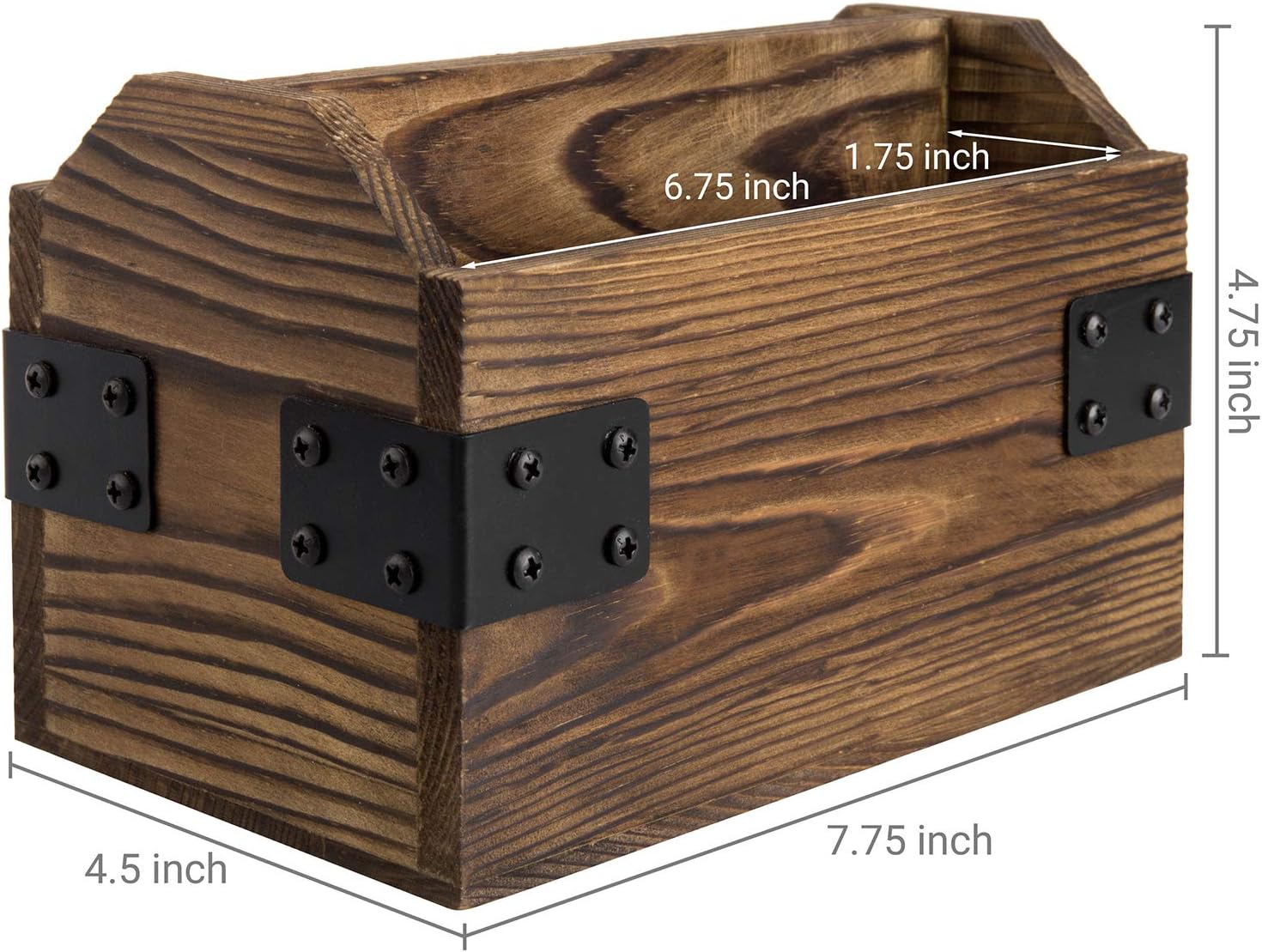 Wood TV Remote Control Holder / Burnt Wood / Black