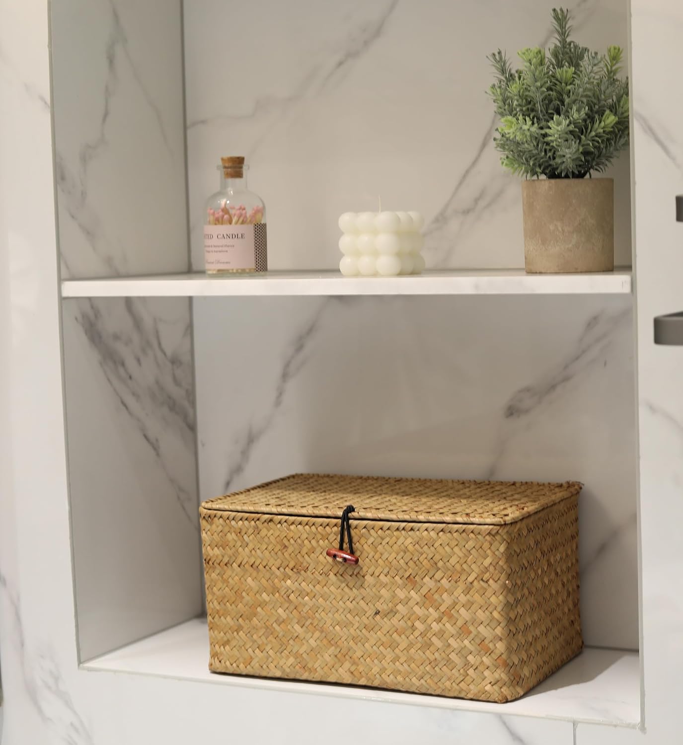 Rectangular Handwoven Seagrass Storage Basket / 12 x 7 x 6 / M / Natural