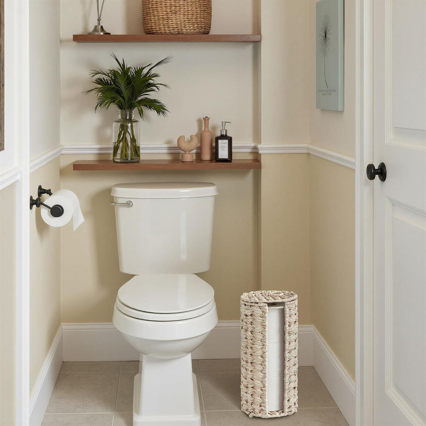 GRANNY SAYS Wicker Toilet Paper Holder Basket, Toilet Paper Storage Holder | Bathroom Toilet Paper Holder Stand, Woven