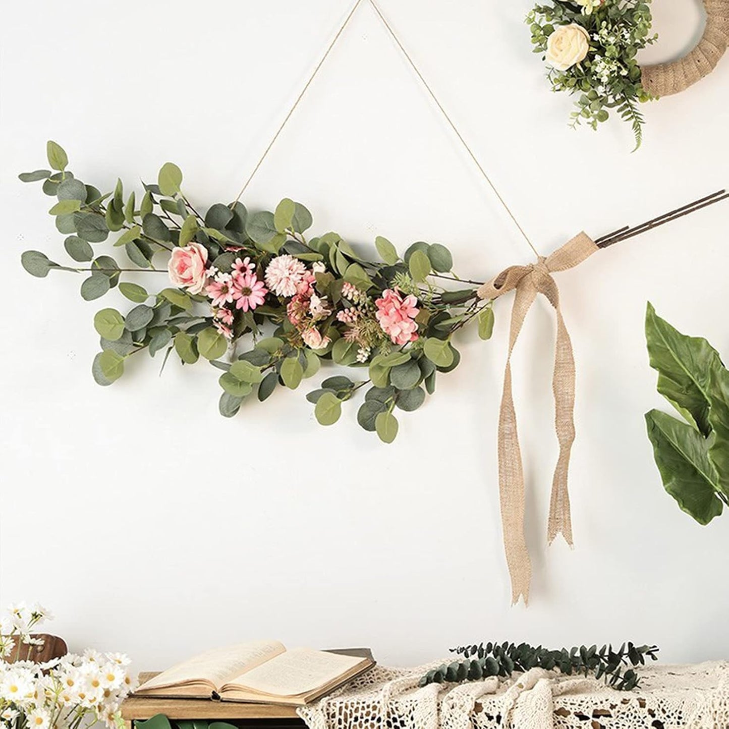 Faux Dollar Eucalyptus Leaf Branches in Grey Green / Silver / 35 Inch / Set of 6