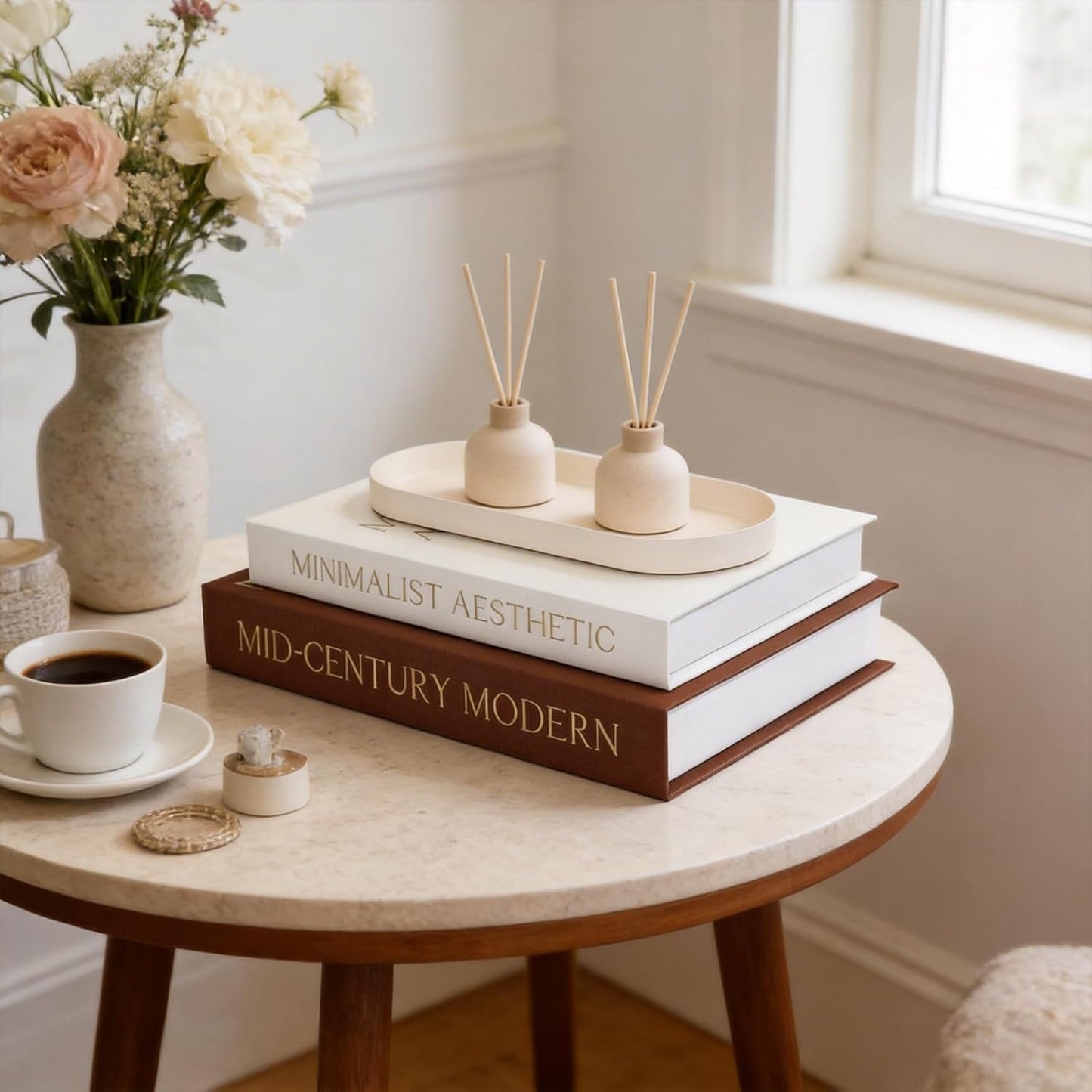 Storage Tray / Decorative Books / Brown+white / Set of 2