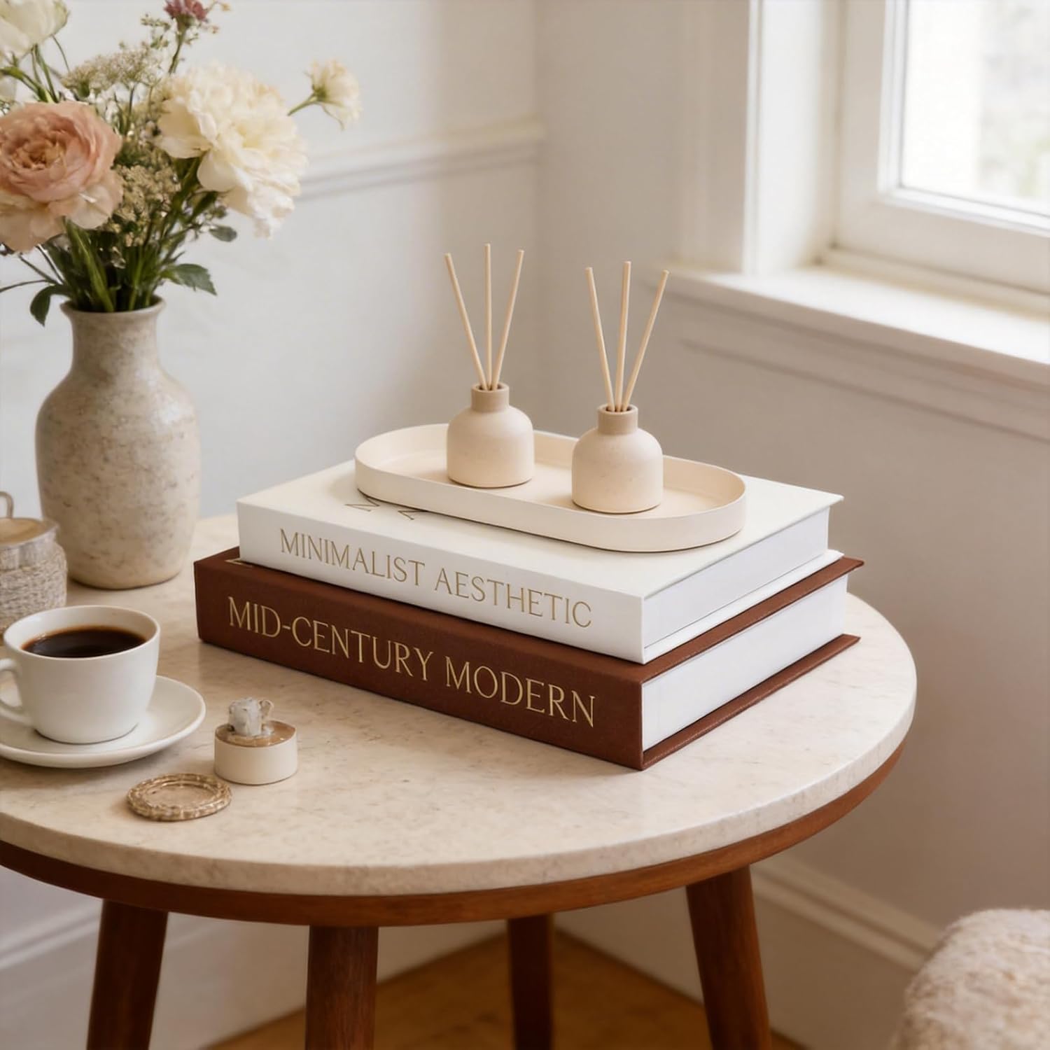 Storage Tray / Decorative Books / Brown+white / Set of 2