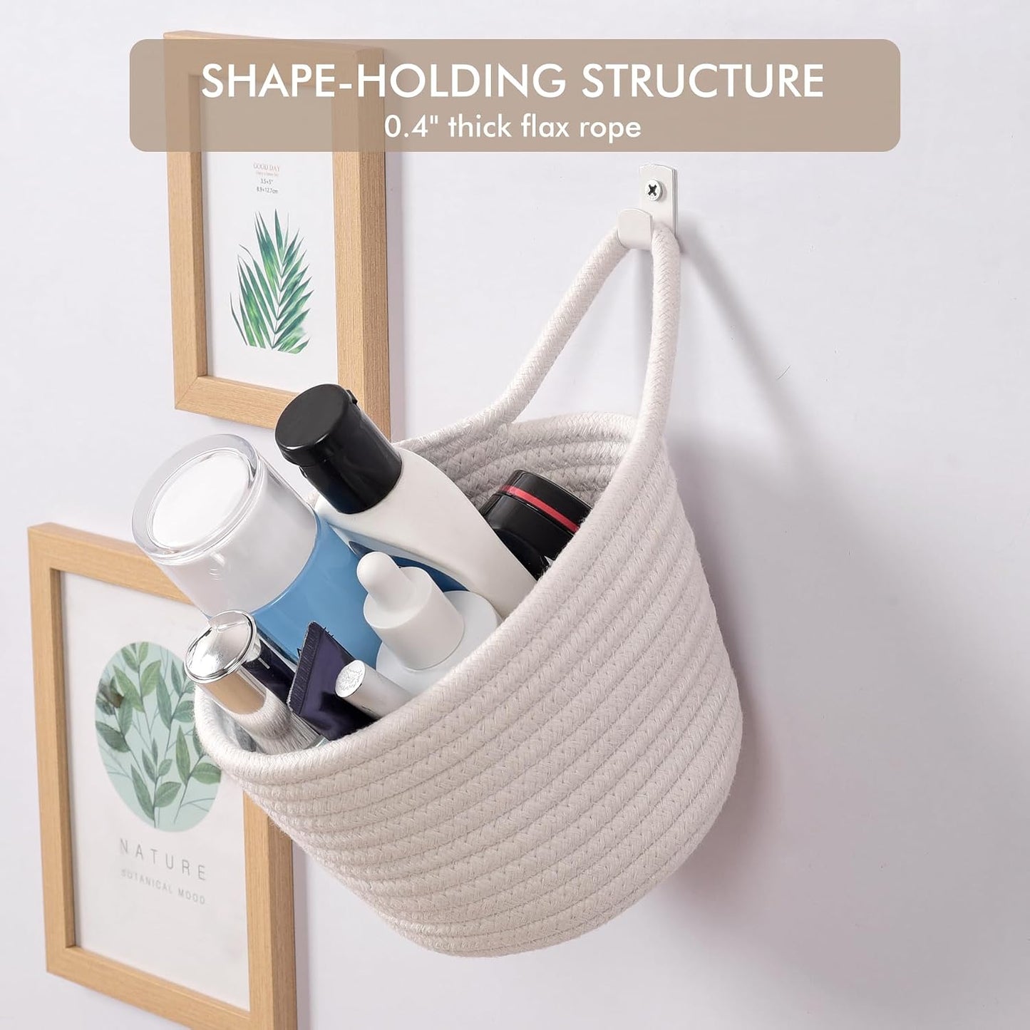 Adhesive Hooks / Storage Organizers / White & White / Set of 3