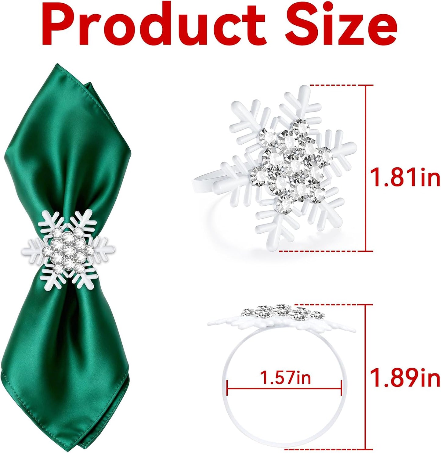 Set of 12 Christmas Snowflake Napkin Rings for Dinning Table Setting- White Rustic Dinner Tables Setting Decoration for
