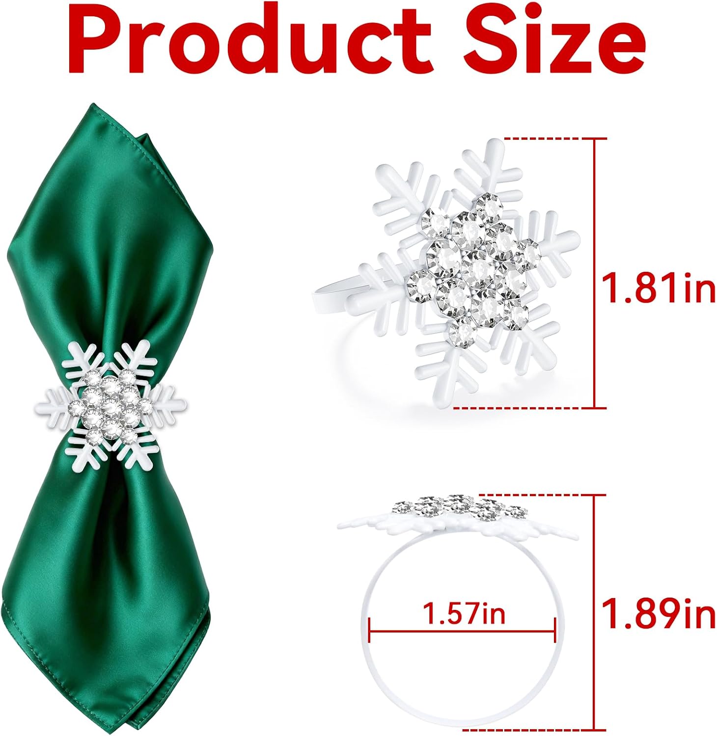 Set of 12 Christmas Snowflake Napkin Rings for Dinning Table Setting- White Rustic Dinner Tables Setting Decoration for