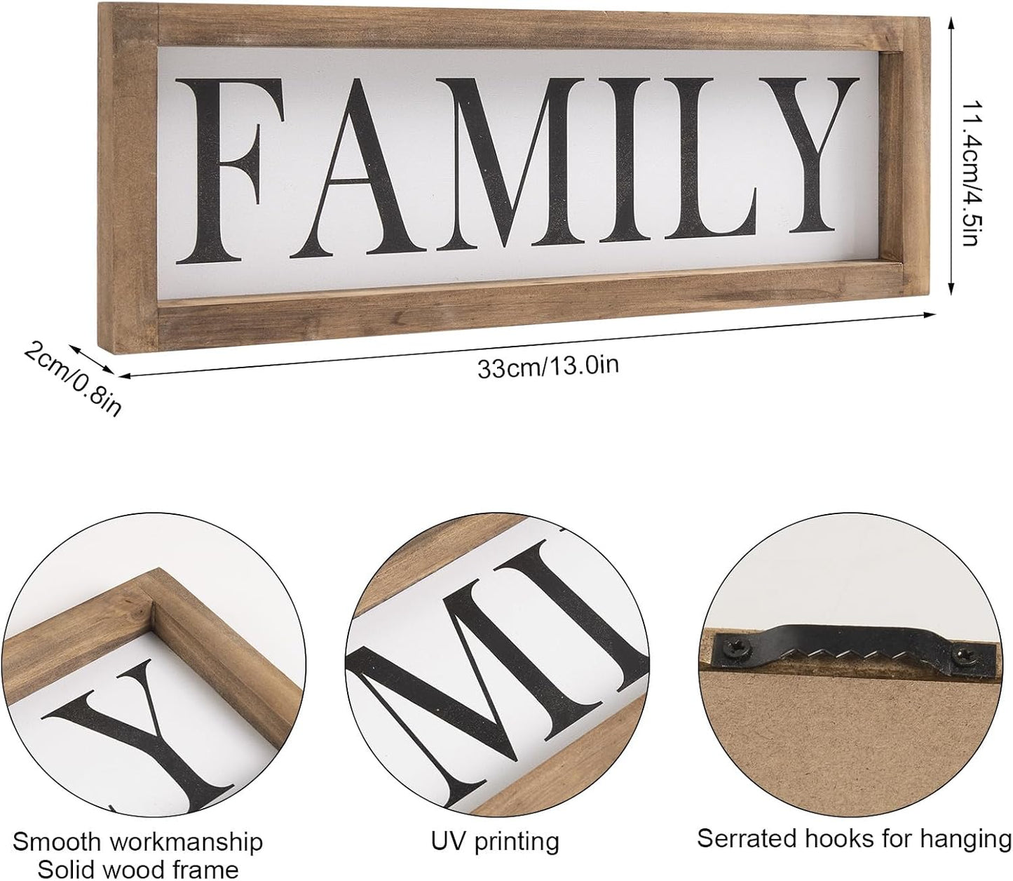 Wood Frame Family Wall Decor / White-family