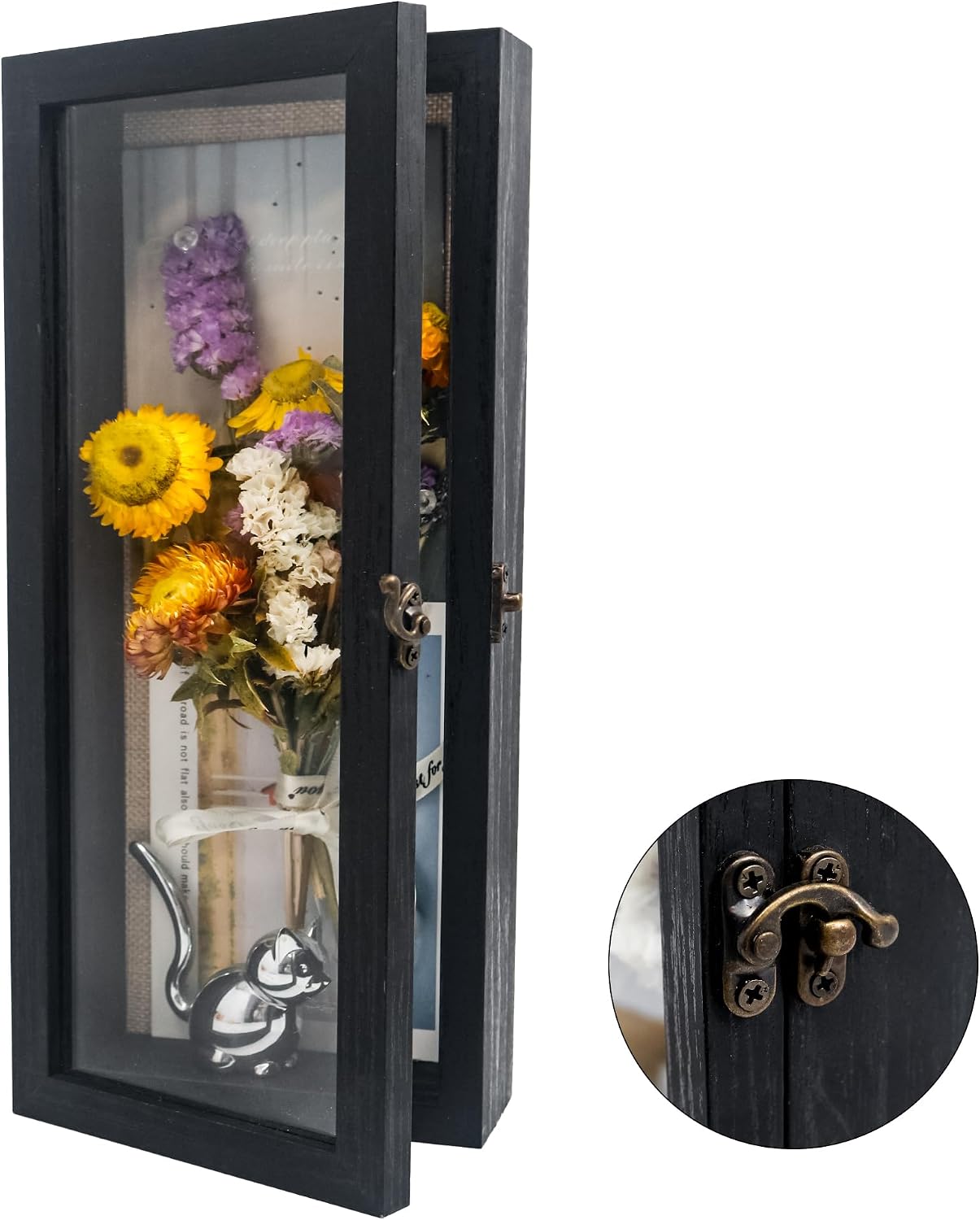 5x12.5 Wall Mounted Shadow Box Frame with Real Glass,Black | 1.5in Display Case for Collectibles,Pictures,Pet