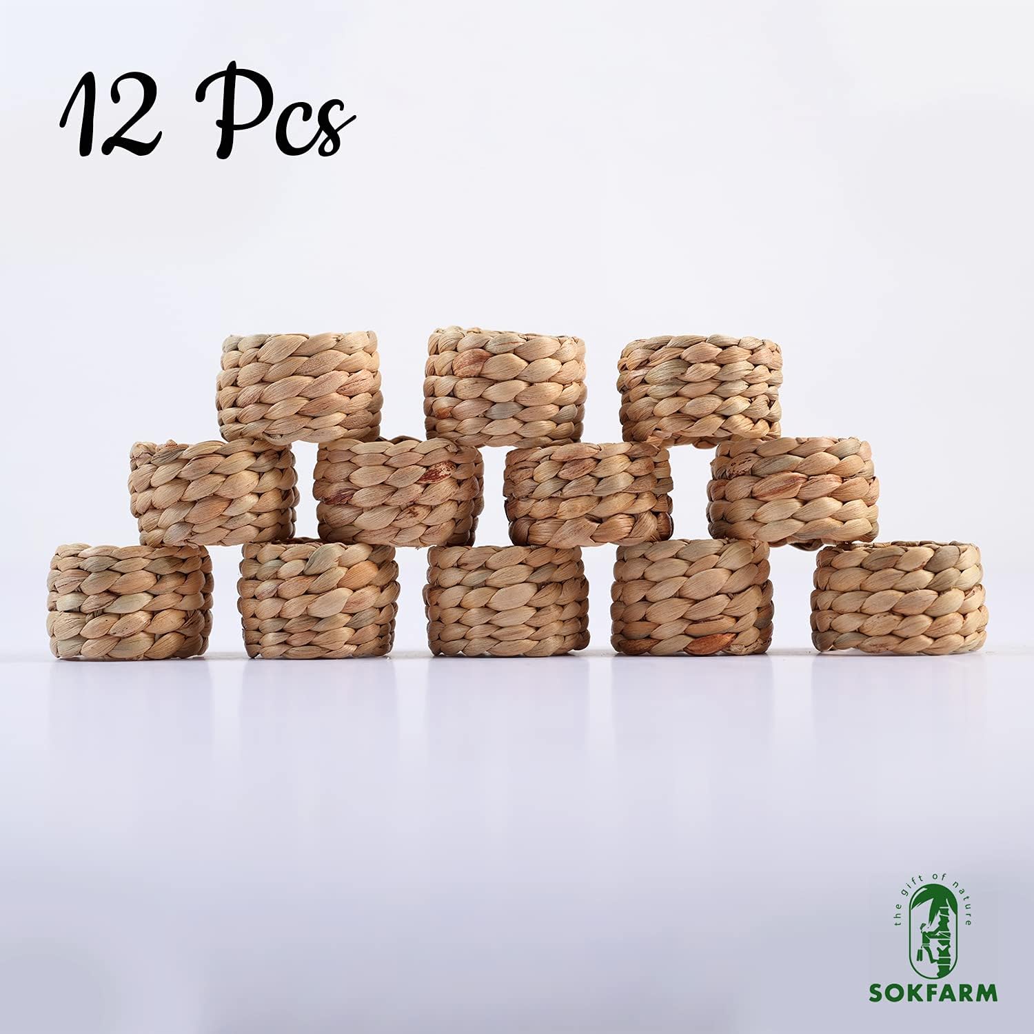 Round Woven Napkin Rings / Hyacinth Napkin Rings-set 12 / Set of 12